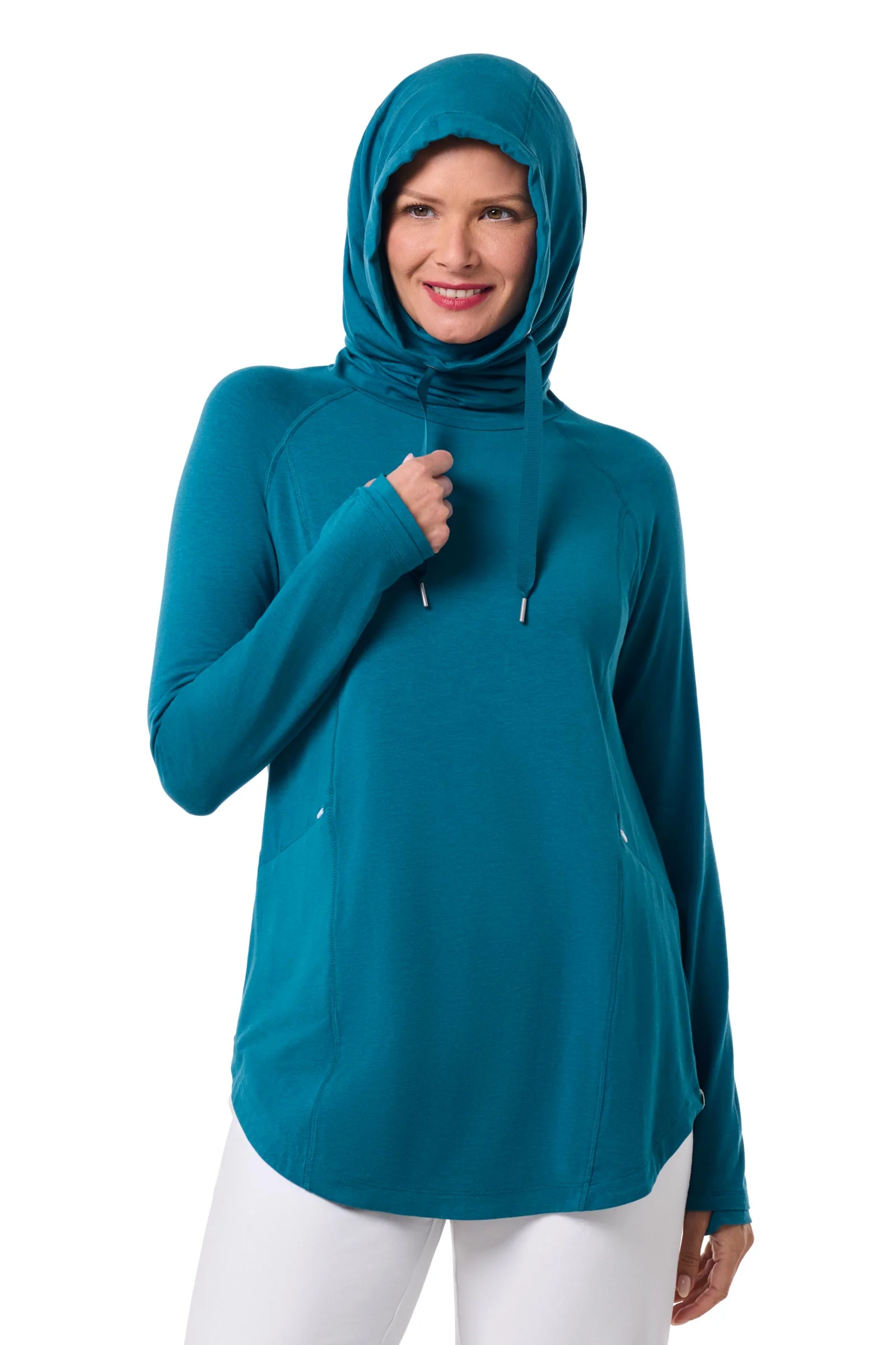 Women's LumaLeo Pullover Hoodie with Thumbholes | Bluejay - Image 6