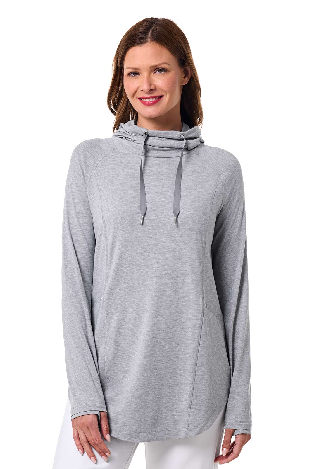 Women's LumaLeo Pullover Hoodie with Thumbholes | Grey Heather - Image 3