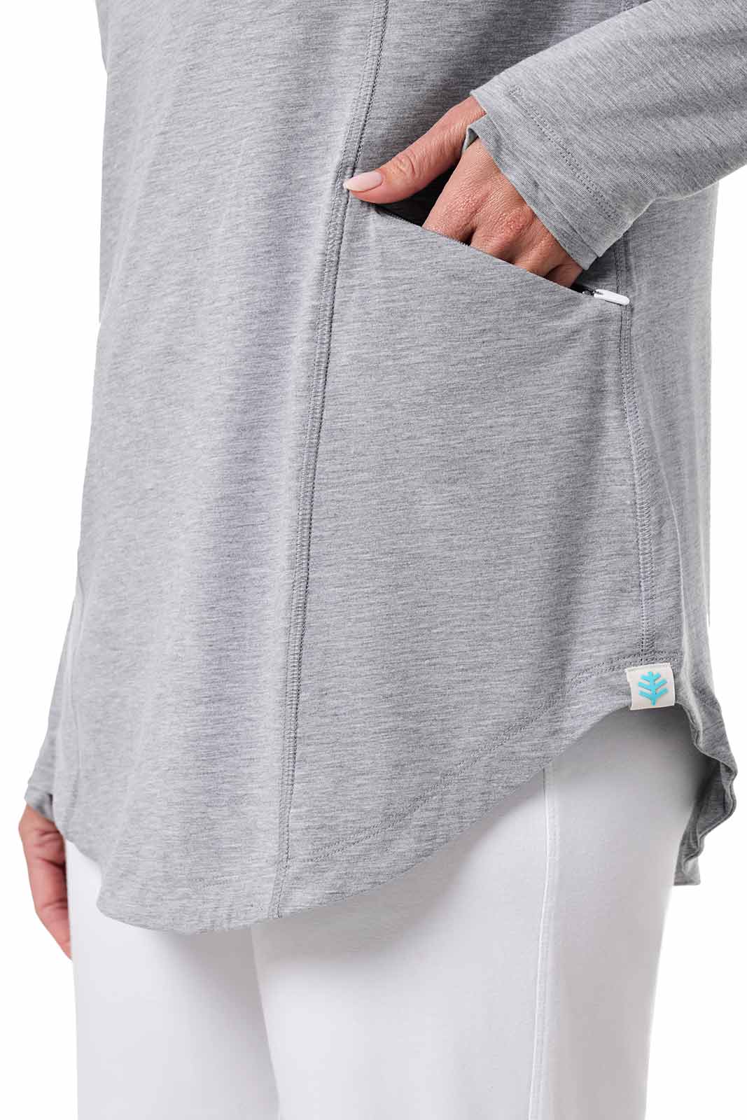 Women's LumaLeo Pullover Hoodie with Thumbholes | Grey Heather - Image 6