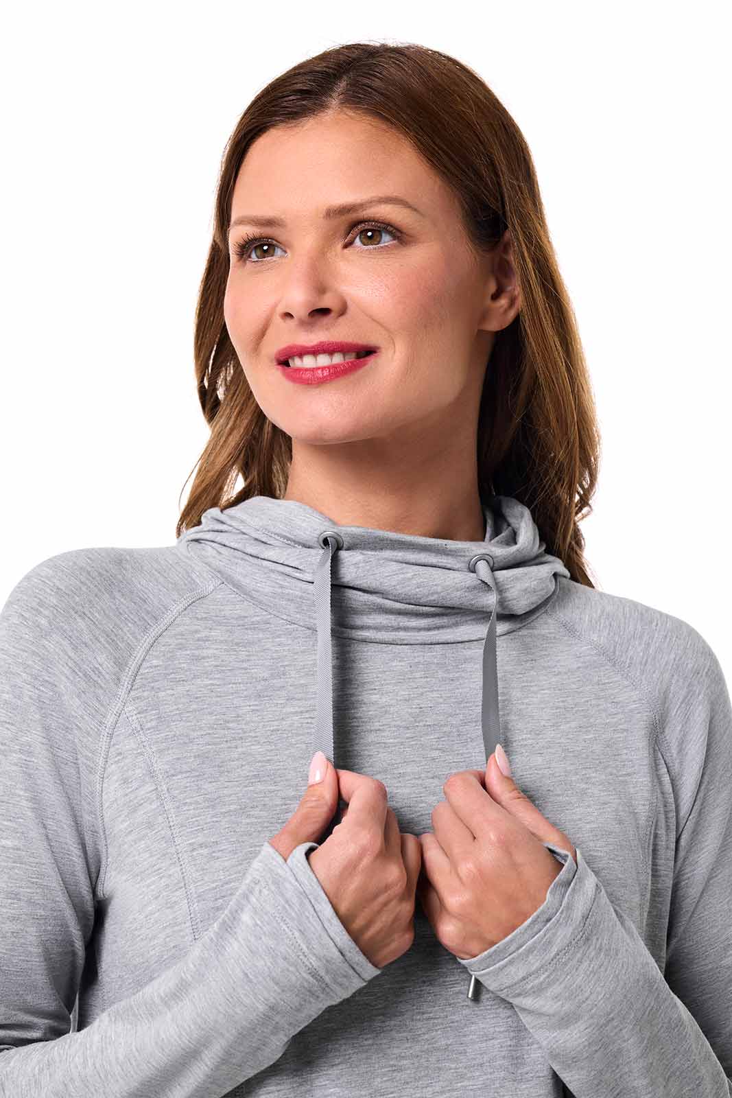 Women's LumaLeo Pullover Hoodie with Thumbholes | Grey Heather - Image 7