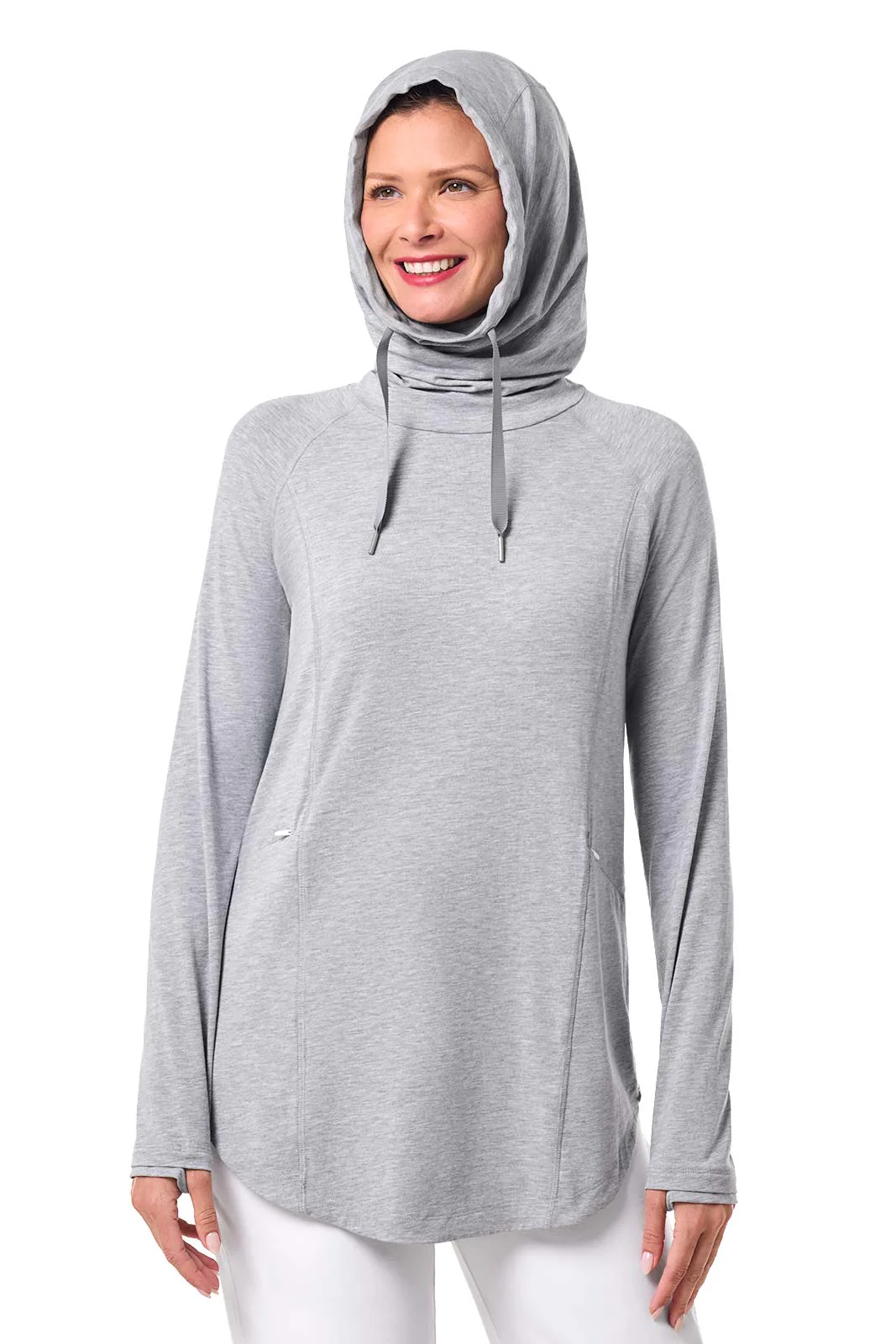 Women's LumaLeo Pullover Hoodie with Thumbholes | Grey Heather - Image 8
