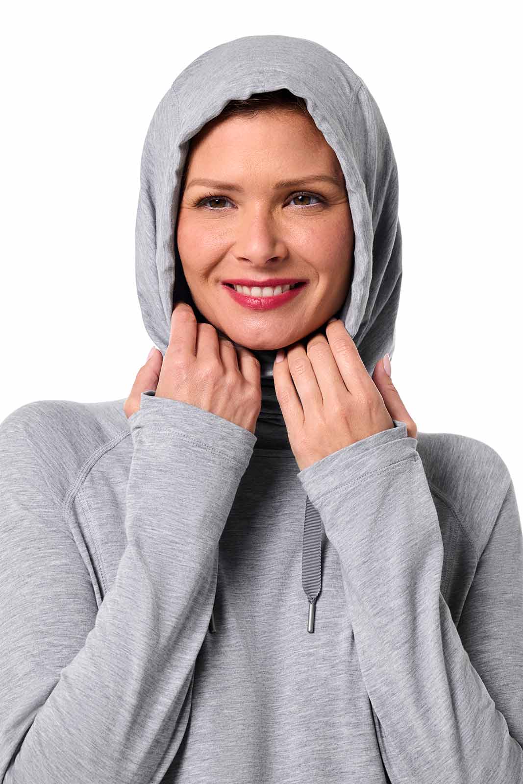 Women's LumaLeo Pullover Hoodie with Thumbholes | Grey Heather - Image 9