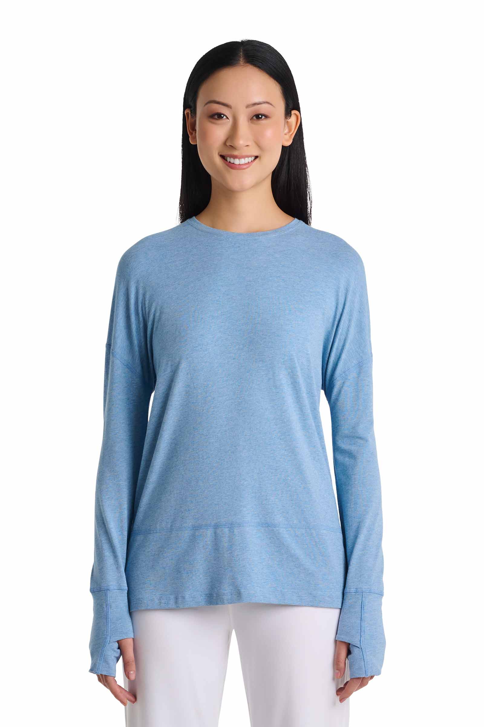 Women's LumaLeo Relaxed Long Sleeve T-Shirt | Light Blue Heather - Image 3