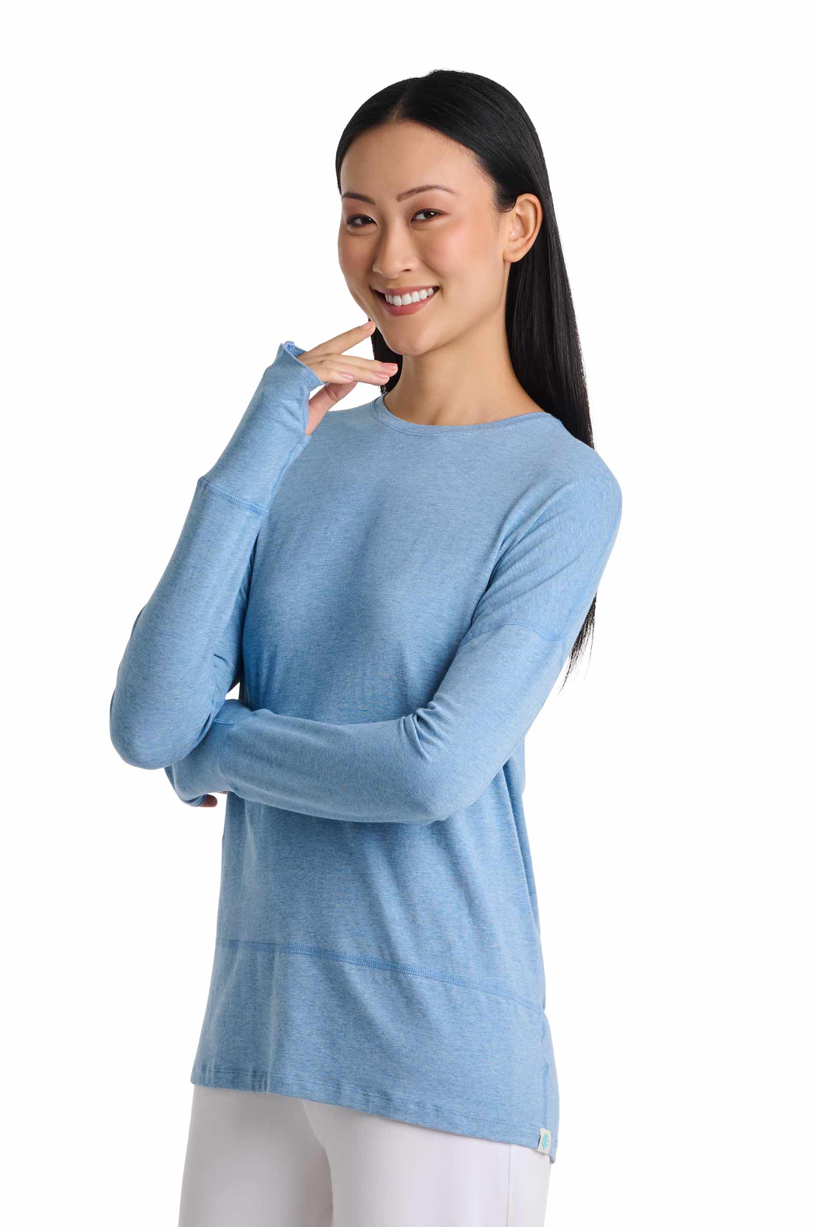 Women's LumaLeo Relaxed Long Sleeve T-Shirt | Light Blue Heather - Image 4