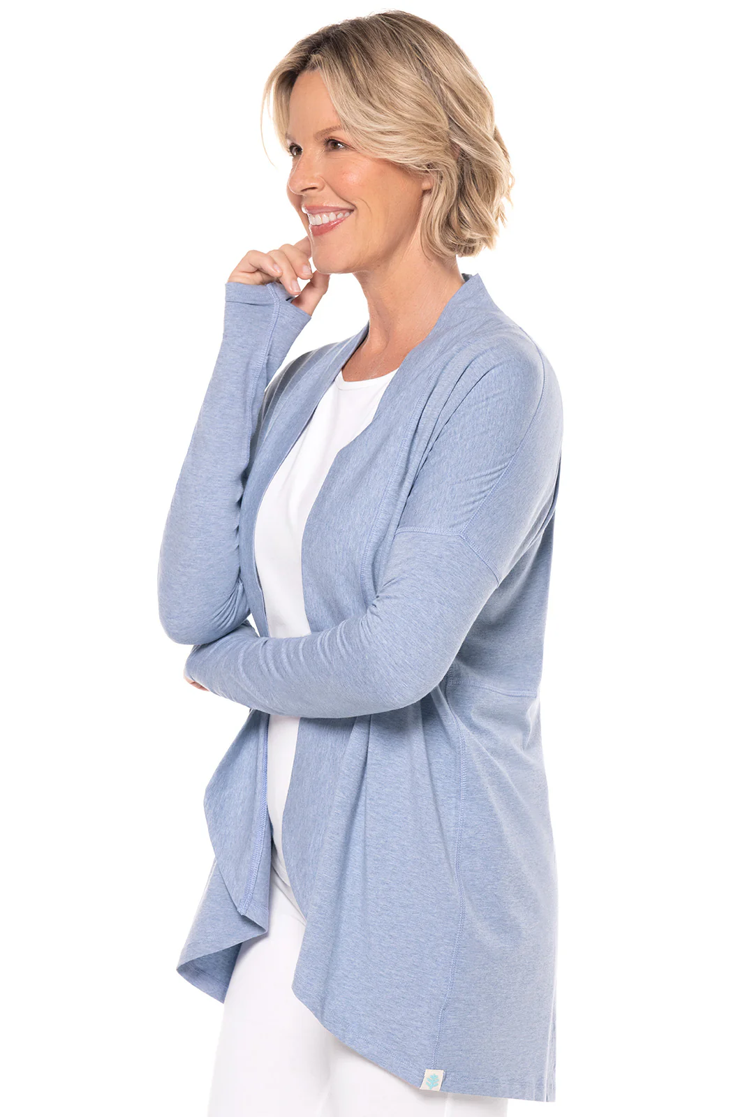 Women's LumaLeo Wrap with Back Slit | Light Blue Heather - Image 4
