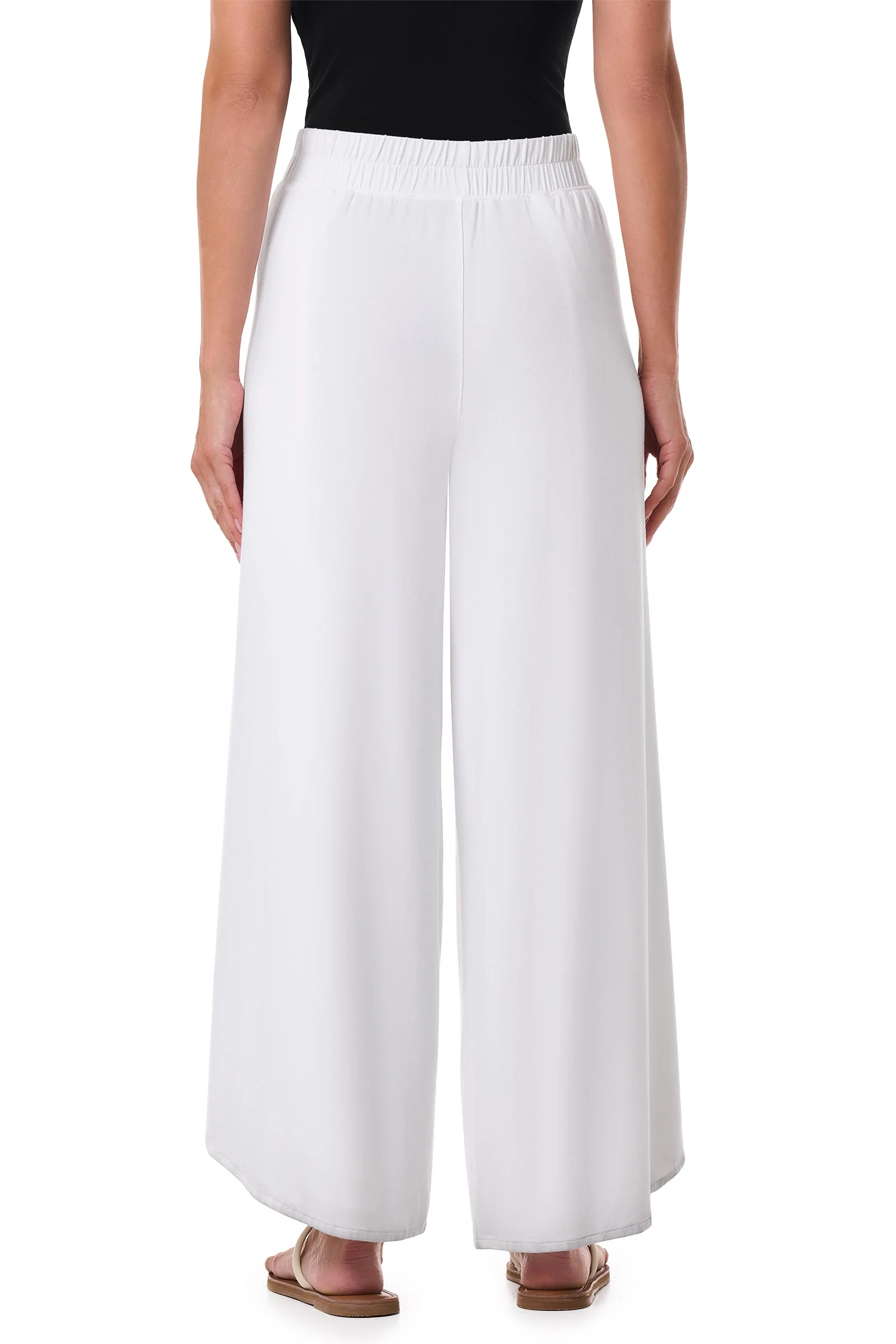 Women's Lynsu Wide Leg Pants with Overlap Detail | White - Image 4