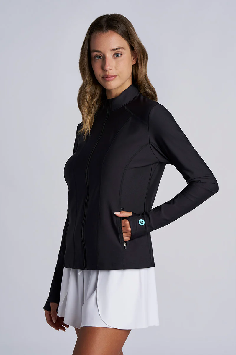 Women's Malawi Fitted Swim Jacket with Full Zip | Black - Image 2