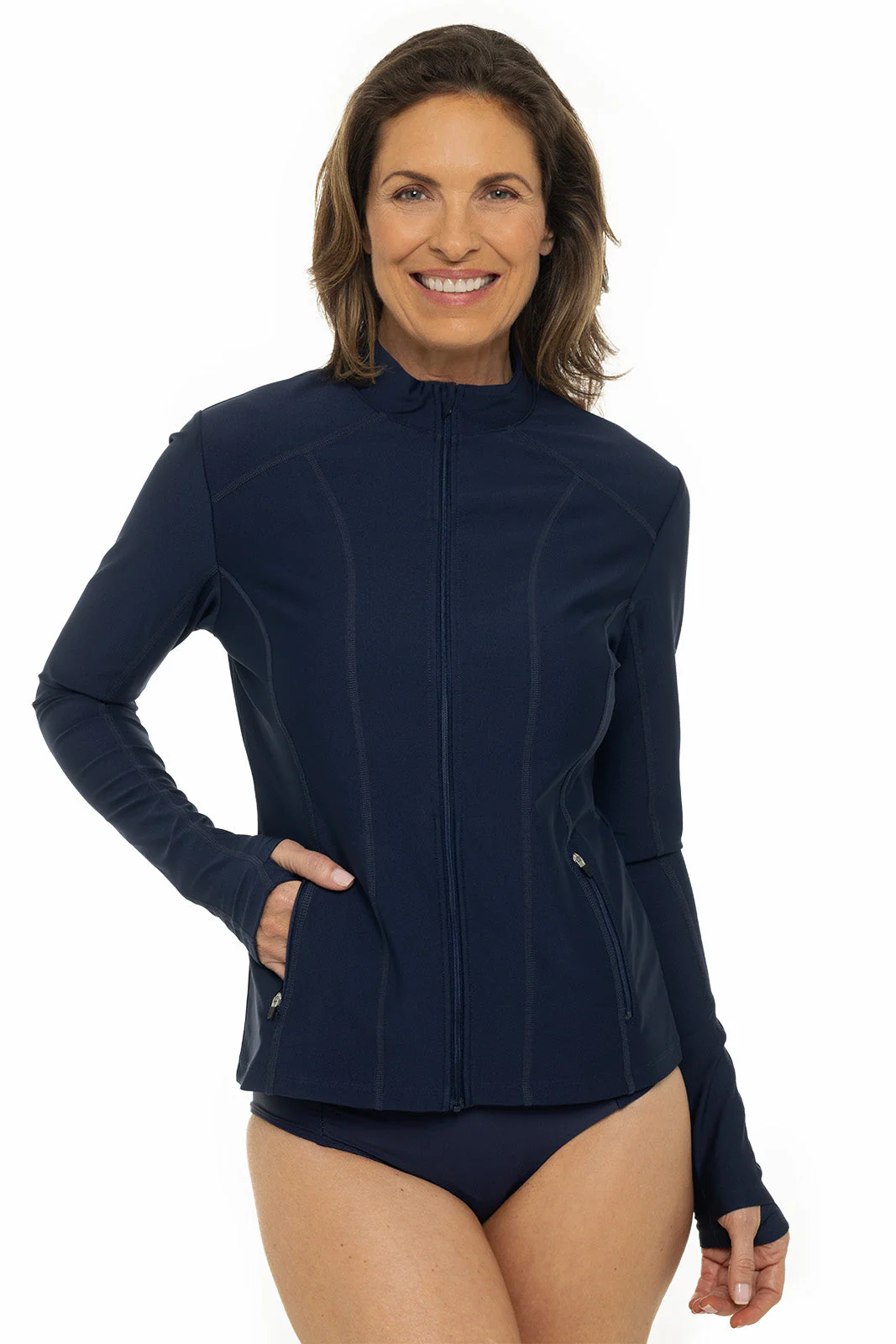 Women's Malawi Fitted Swim Jacket with Full Zip | Navy - Image 4