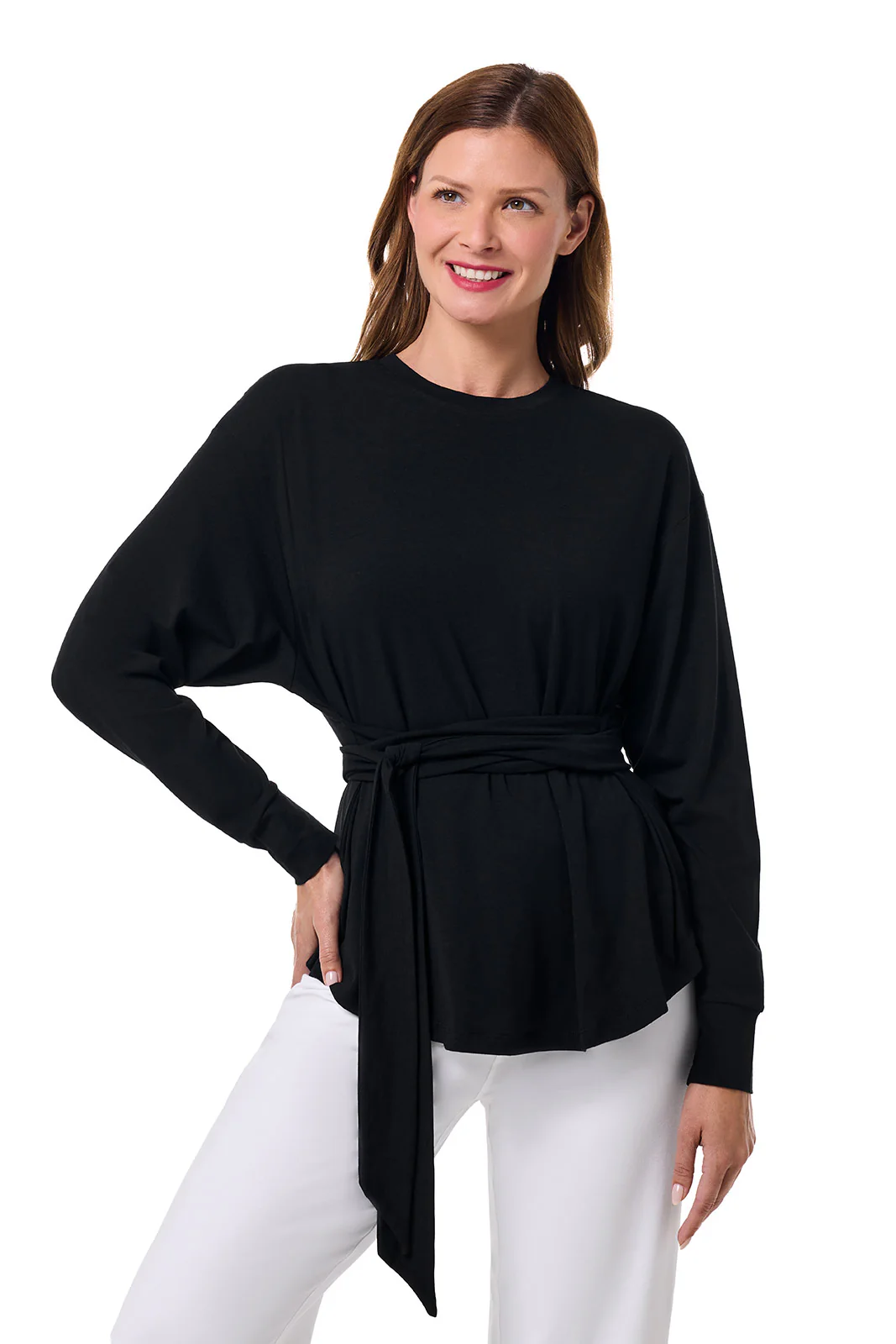 Women's Merrick Tie Long Sleeve Shirt | Black - Image 2