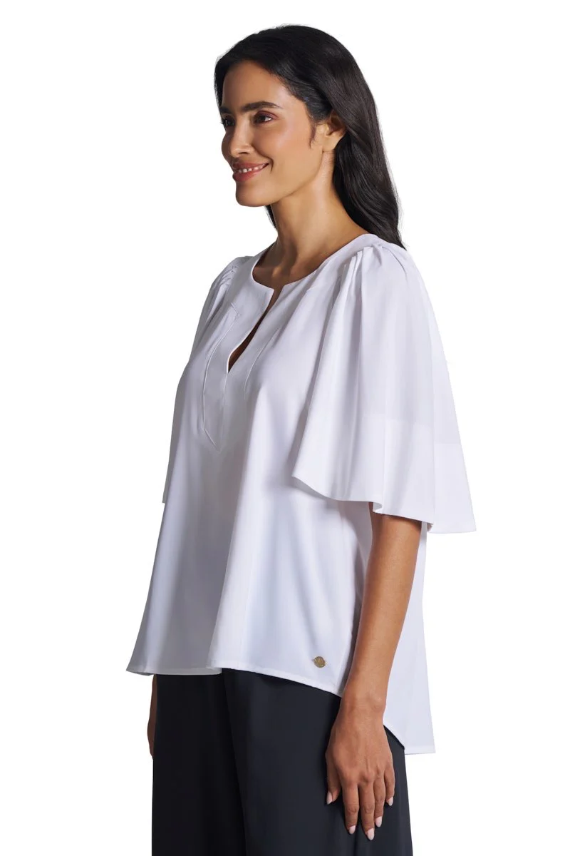 Women's Miami Springs Flutter Sleeve Blouse | White - Image 3