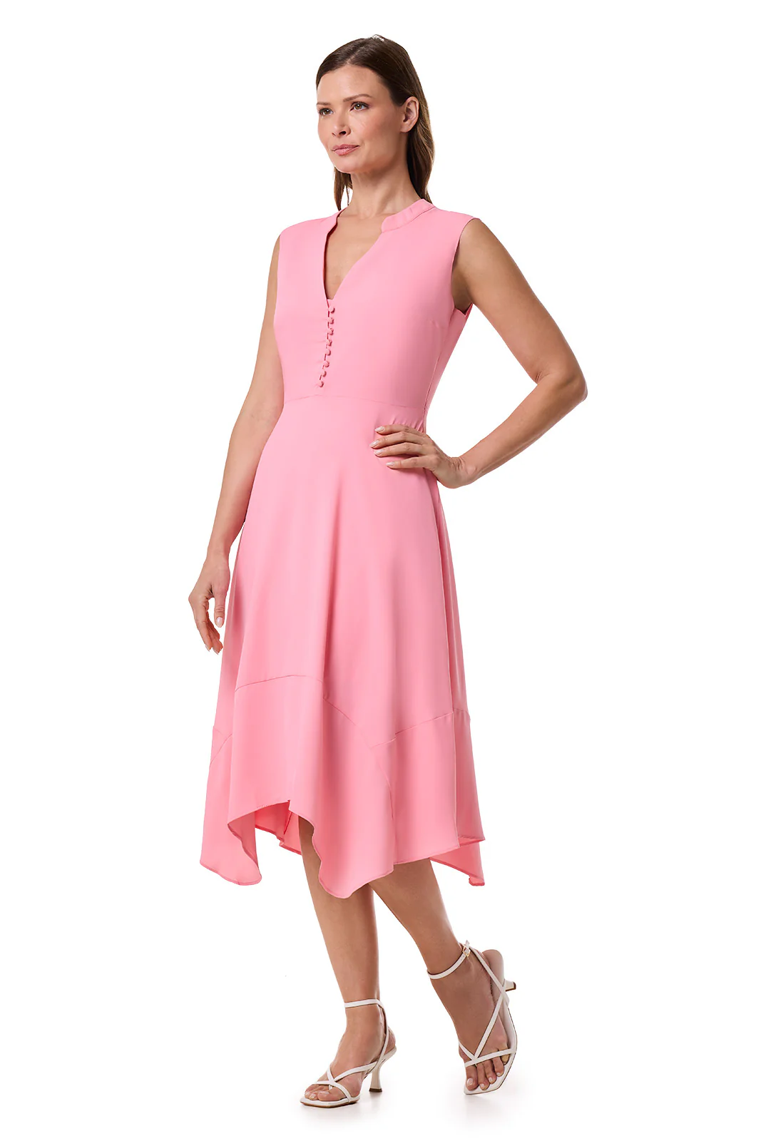 Women's Monroe Button Front Midi Dress | Flamingo Pink - Image 3