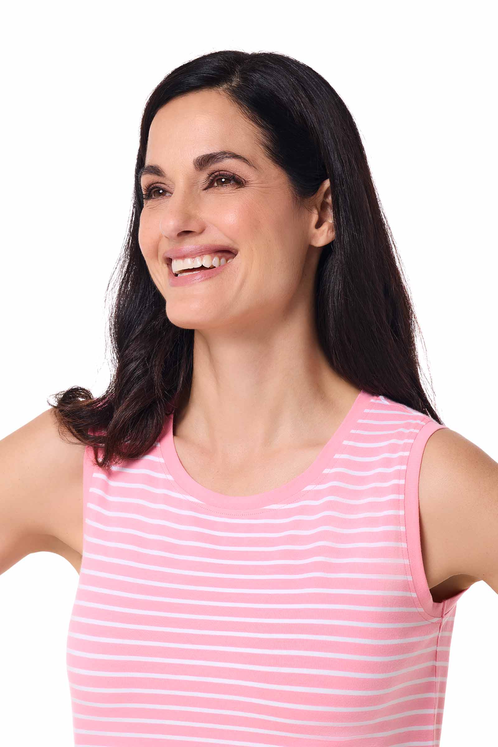 Women's Morada Everyday Basic Tank | Flamingo Pink/White Stripe - Image 6