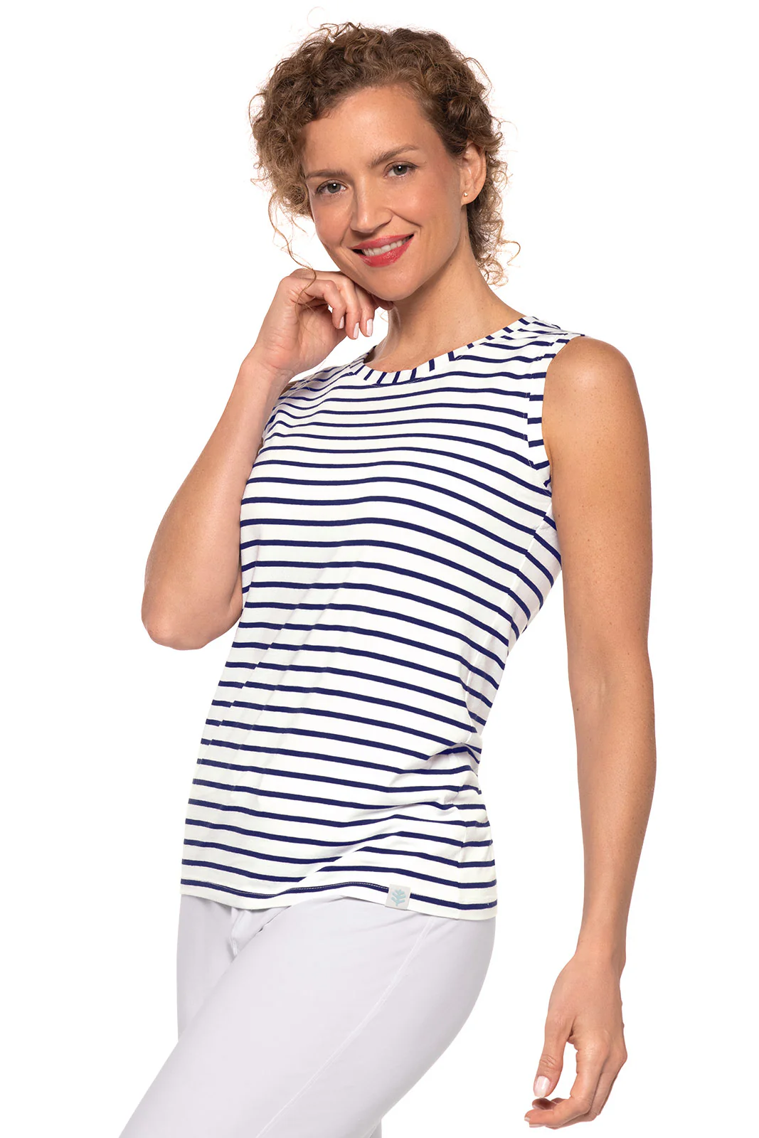 Women's Morada Everyday Basic Tank | White/Navy Stripe - Image 4