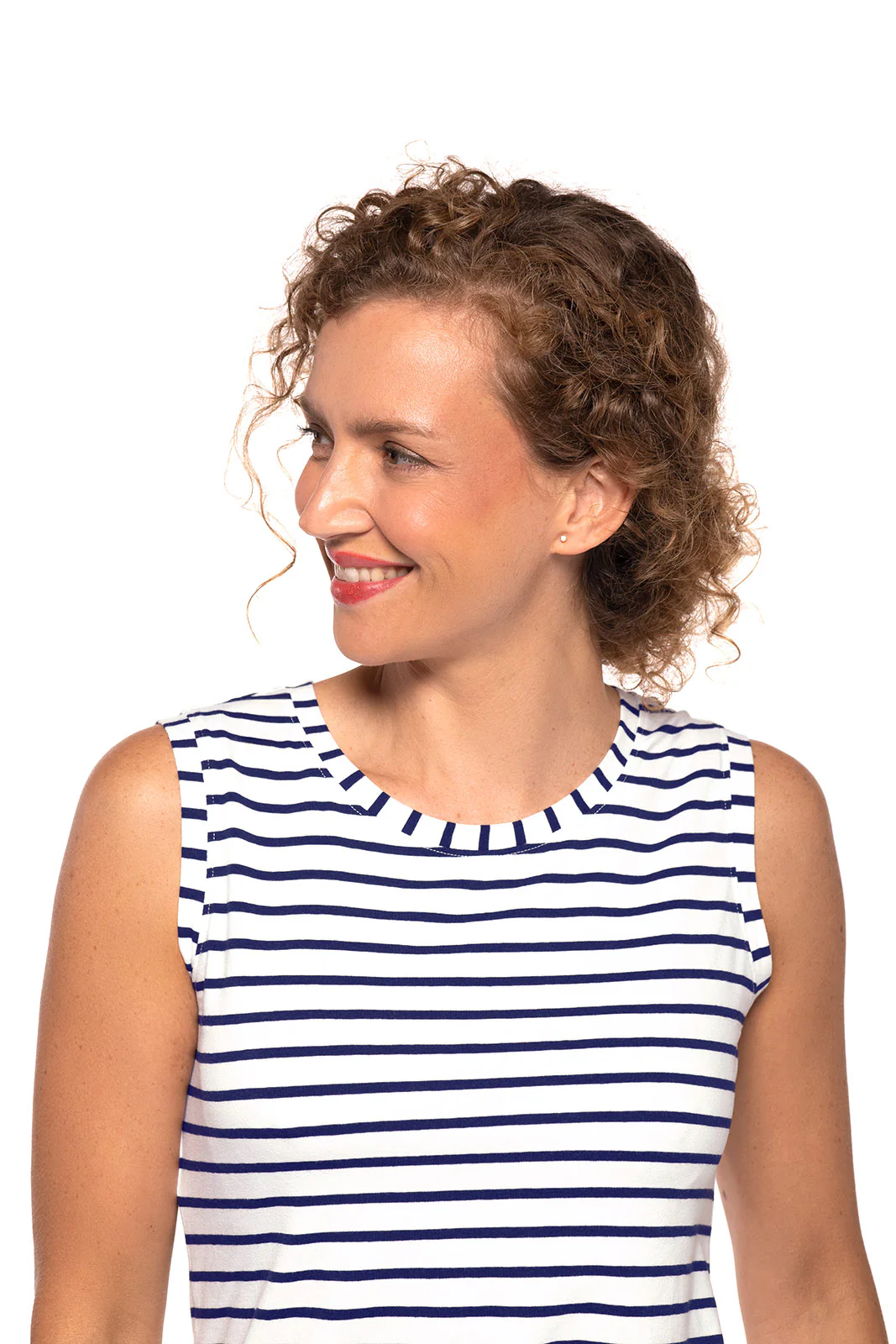 Women's Morada Everyday Basic Tank | White/Navy Stripe - Image 6