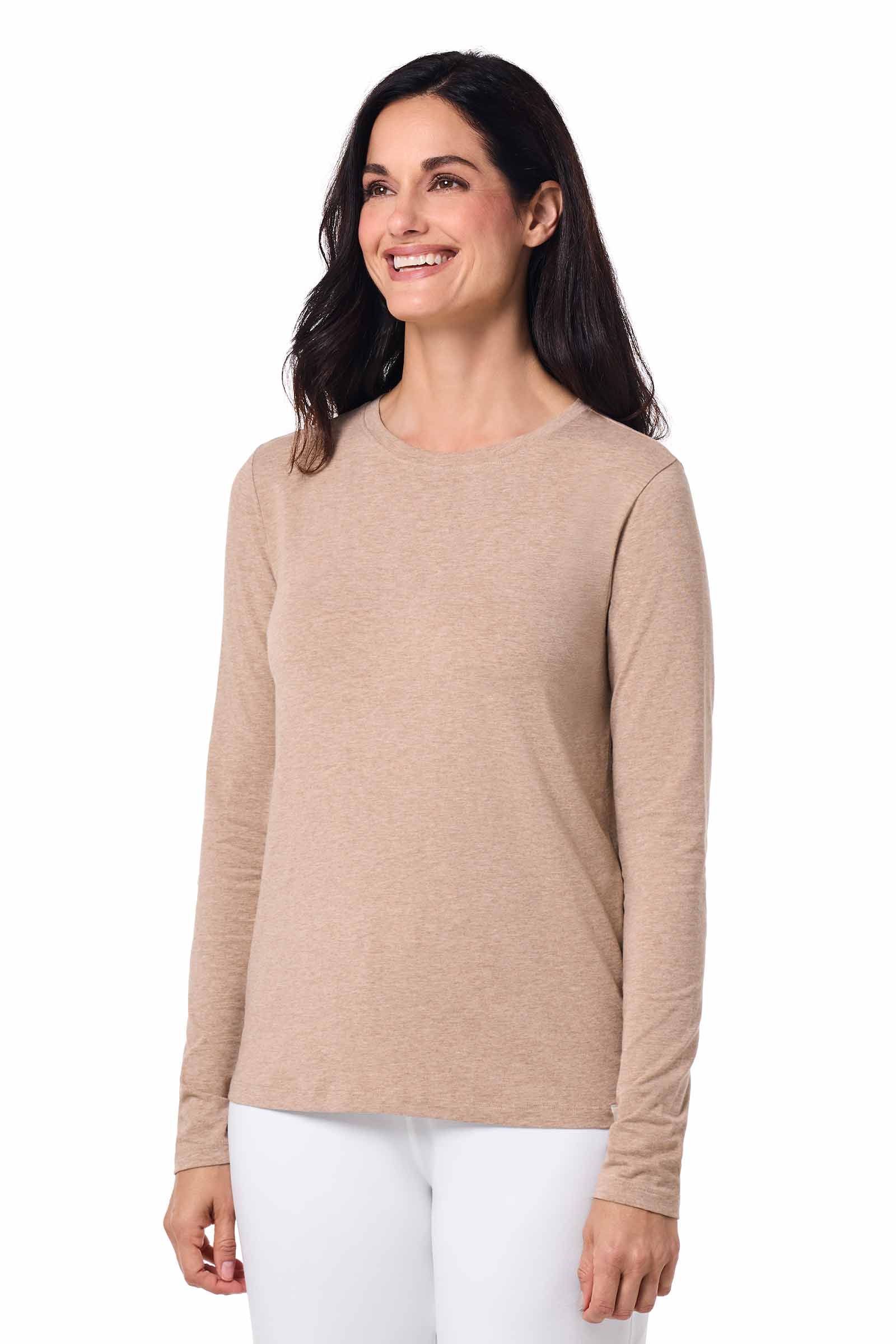 Women's Morada Everyday Long Sleeve T-Shirt | Dark Taupe Heather - Image 3