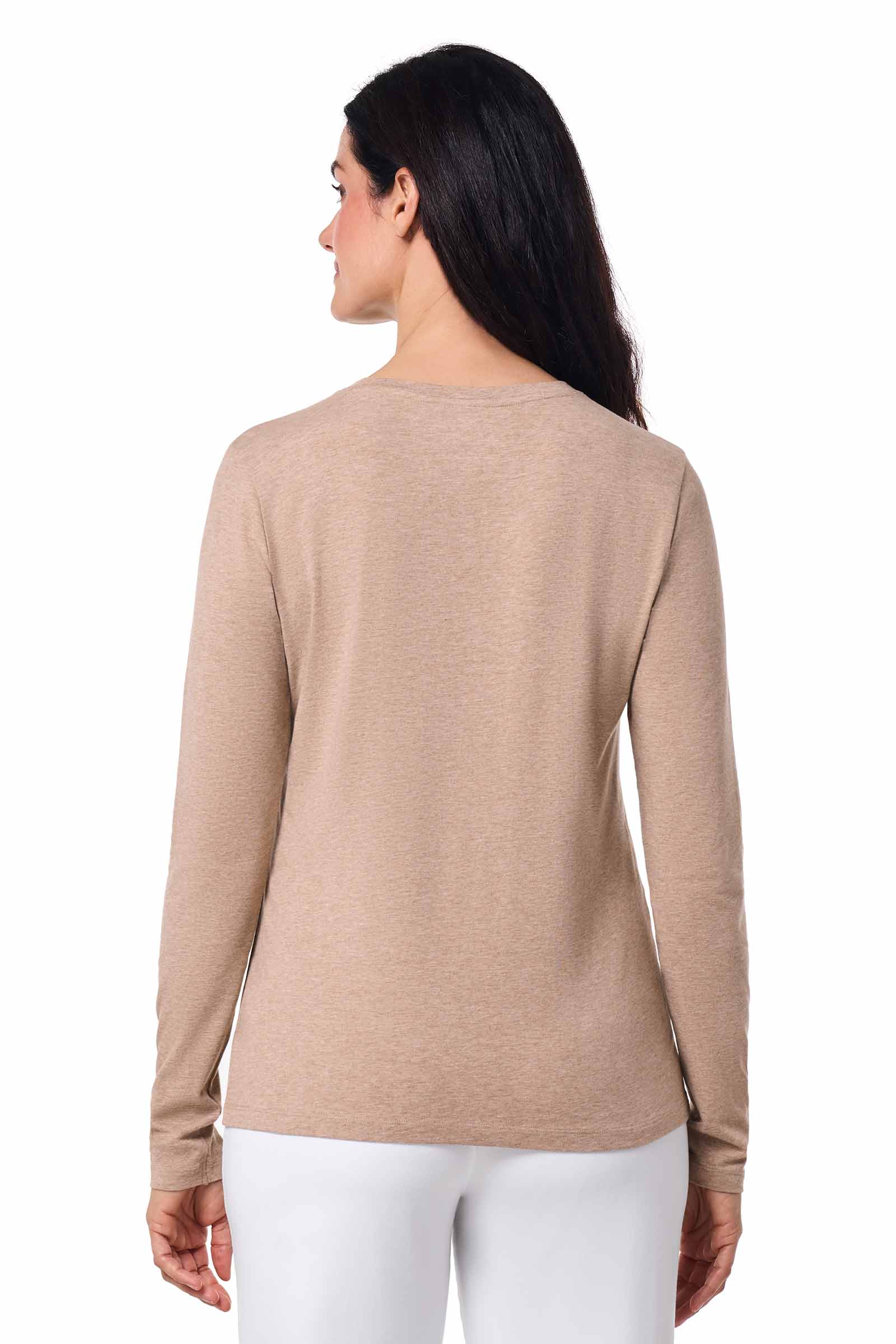 Women's Morada Everyday Long Sleeve T-Shirt | Dark Taupe Heather - Image 4