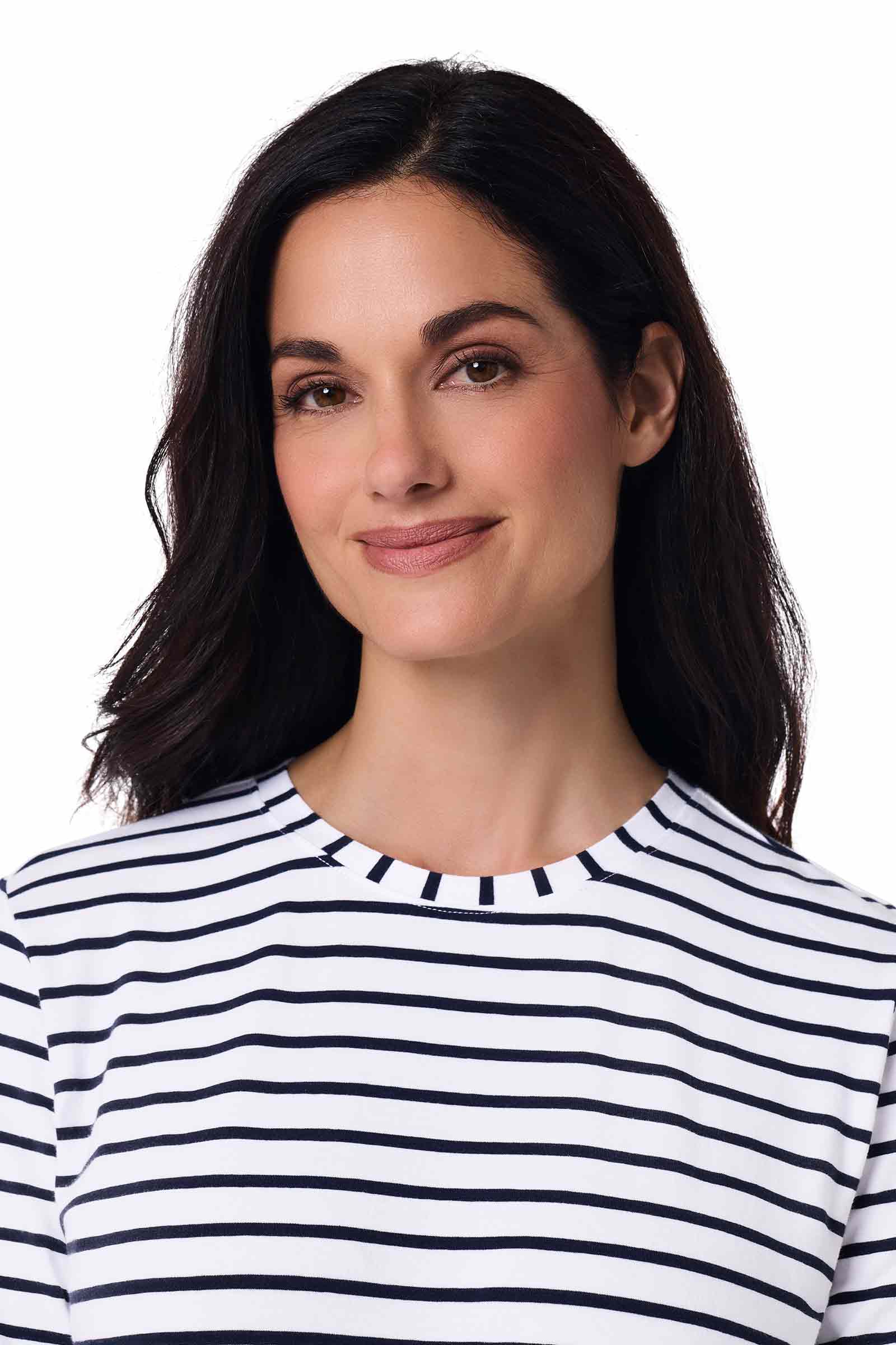 Women's Morada Everyday Long Sleeve T-Shirt | White/Navy Stripe - Image 6