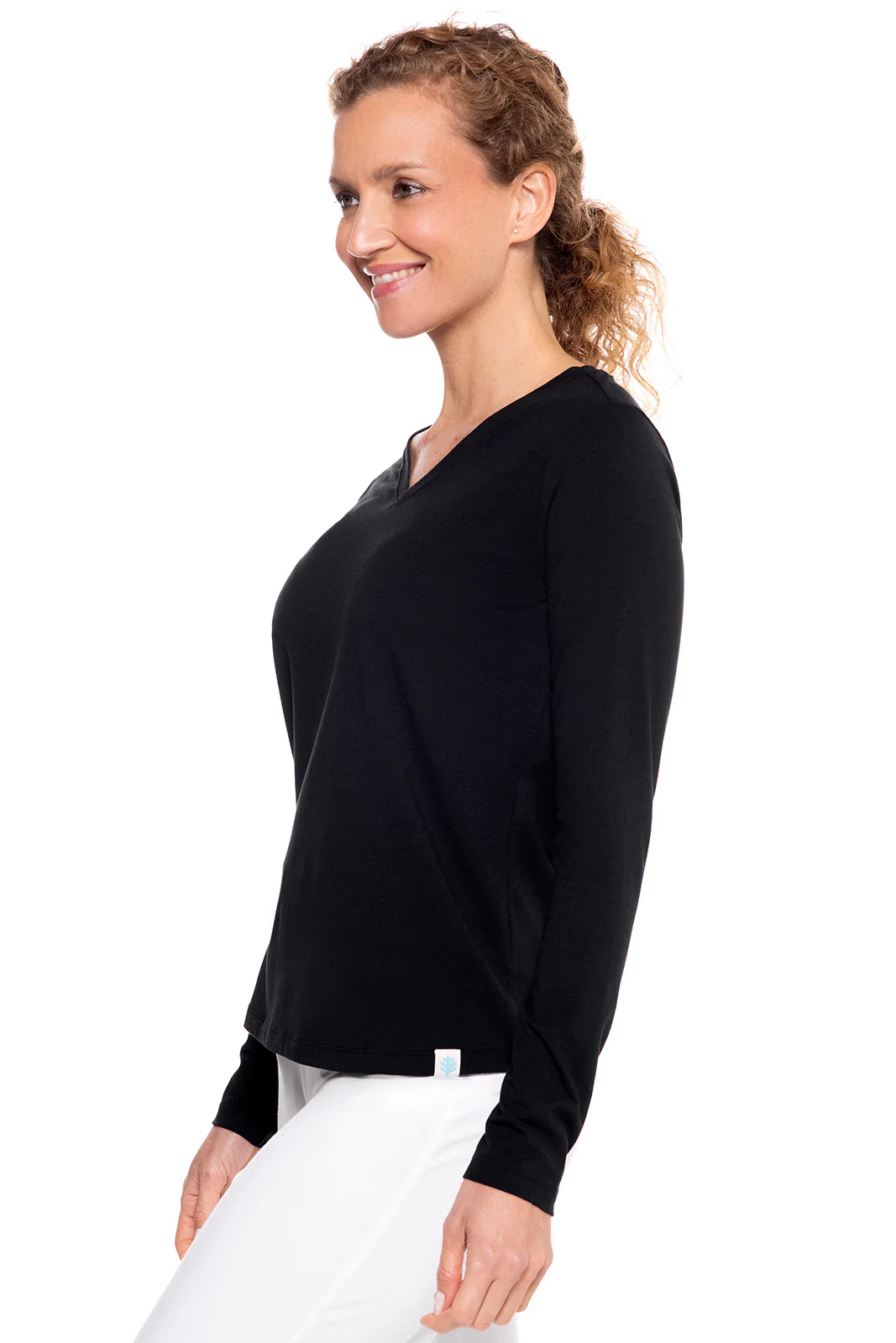 Women's Morada Everyday Long Sleeve V-Neck T-Shirt | Black - Image 2