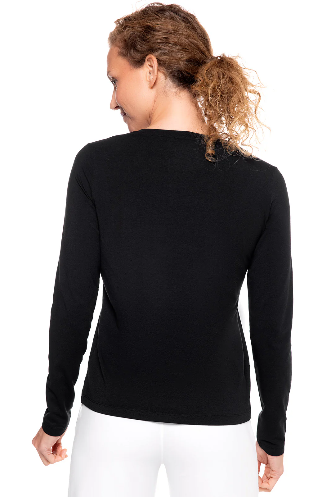 Women's Morada Everyday Long Sleeve V-Neck T-Shirt | Black - Image 3