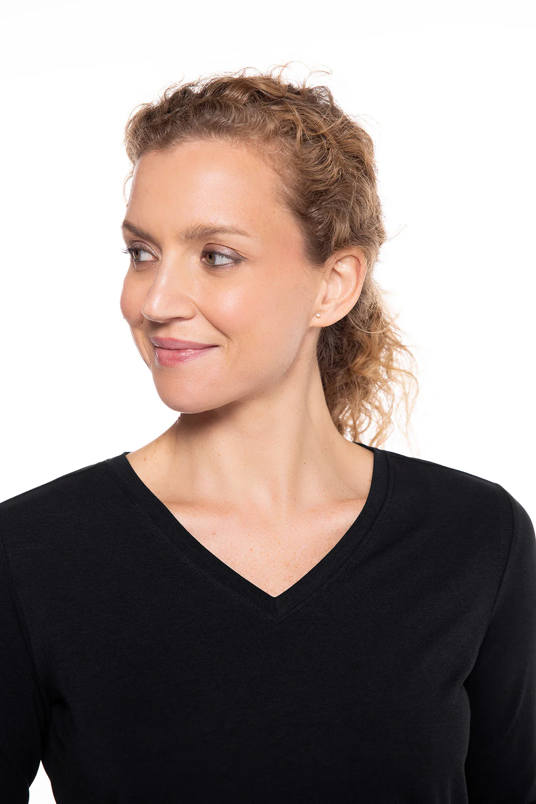 Women's Morada Everyday Long Sleeve V-Neck T-Shirt | Black - Image 5
