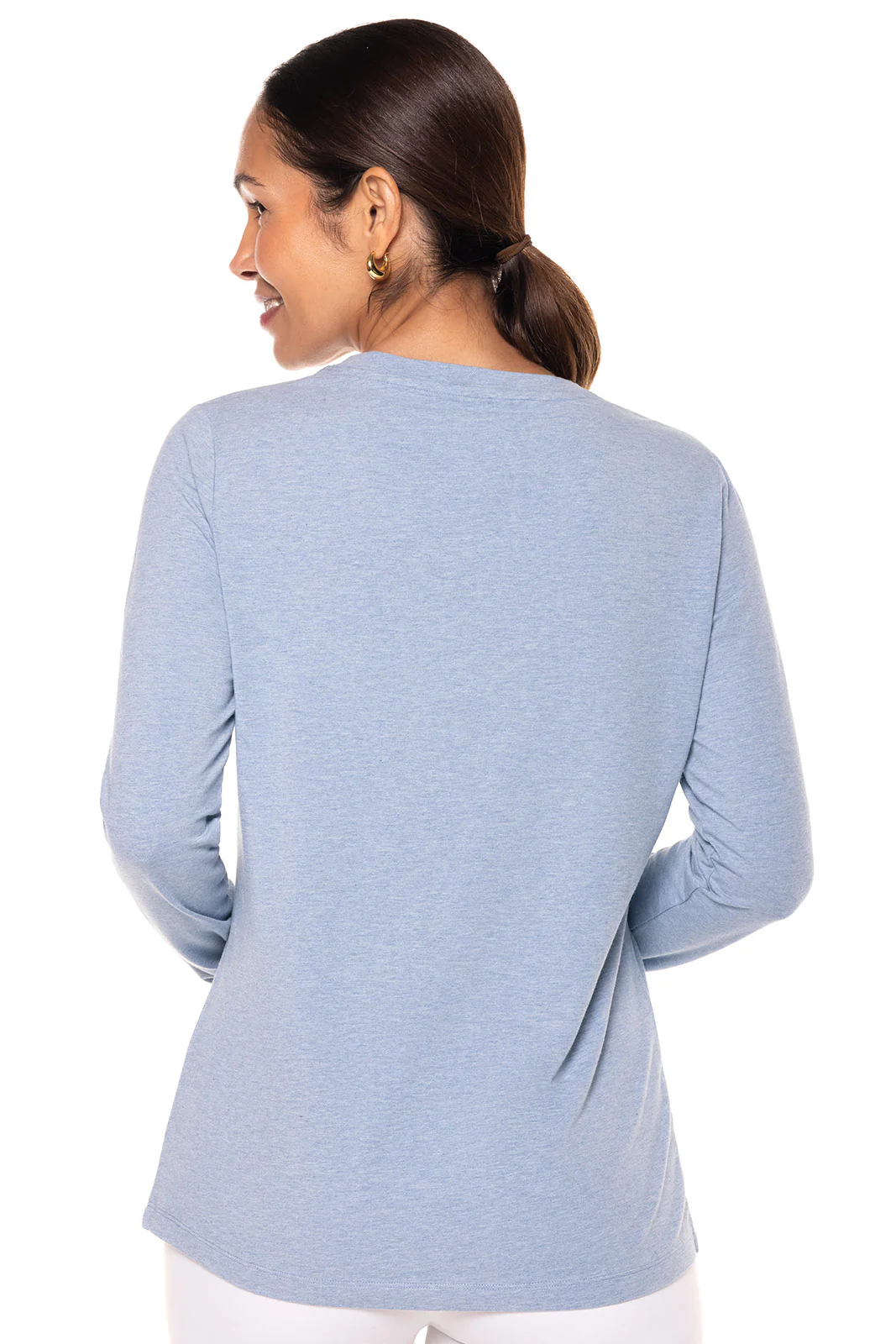 Women's Morada Everyday Long Sleeve V-Neck T-Shirt | Light Blue Heather - Image 2