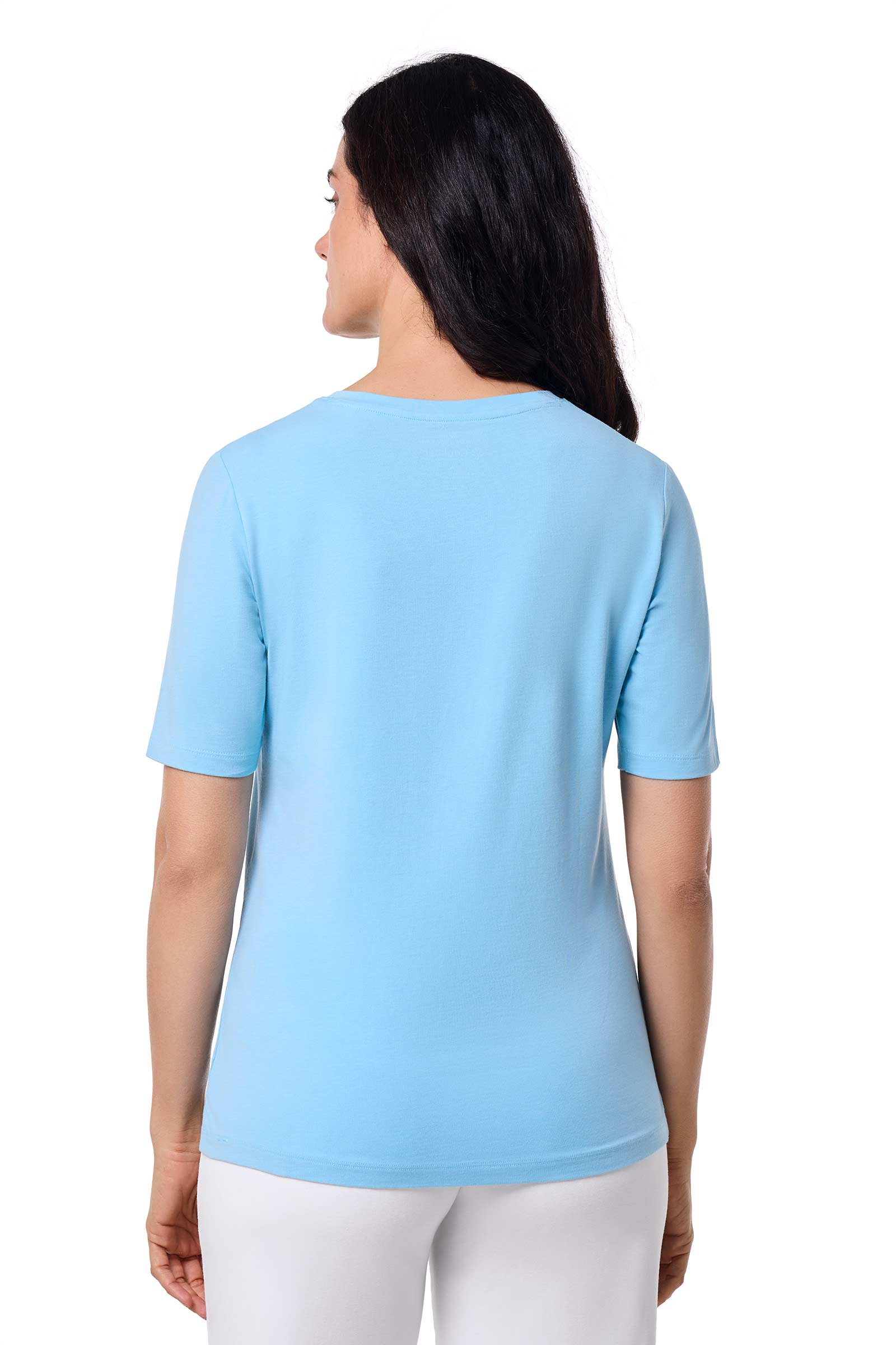 Women's Morada Everyday Short Sleeve V-Neck T-Shirt | Arctic Blue - Image 4