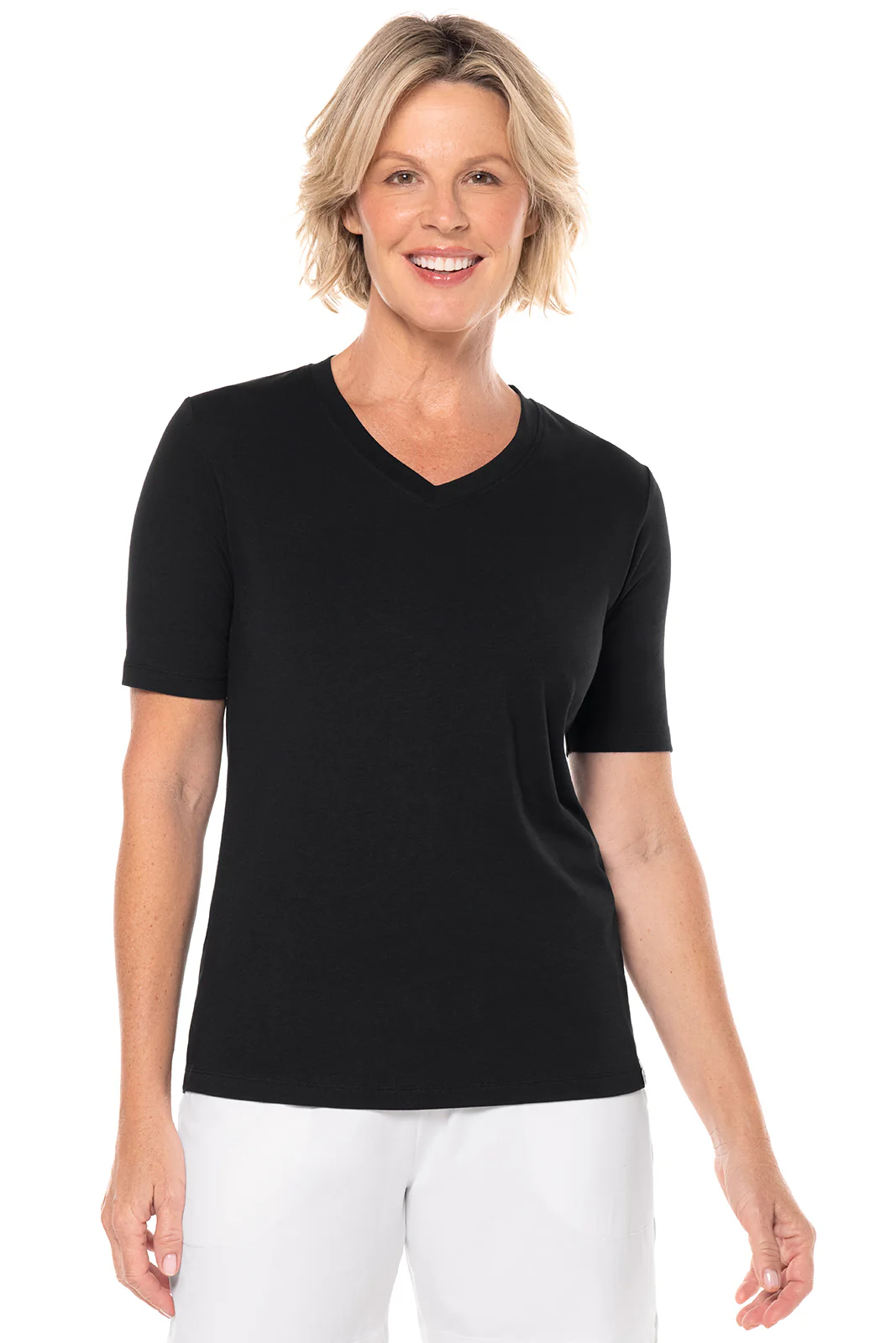 Women's Morada Everyday Short Sleeve V-Neck T-Shirt | Black - Image 2
