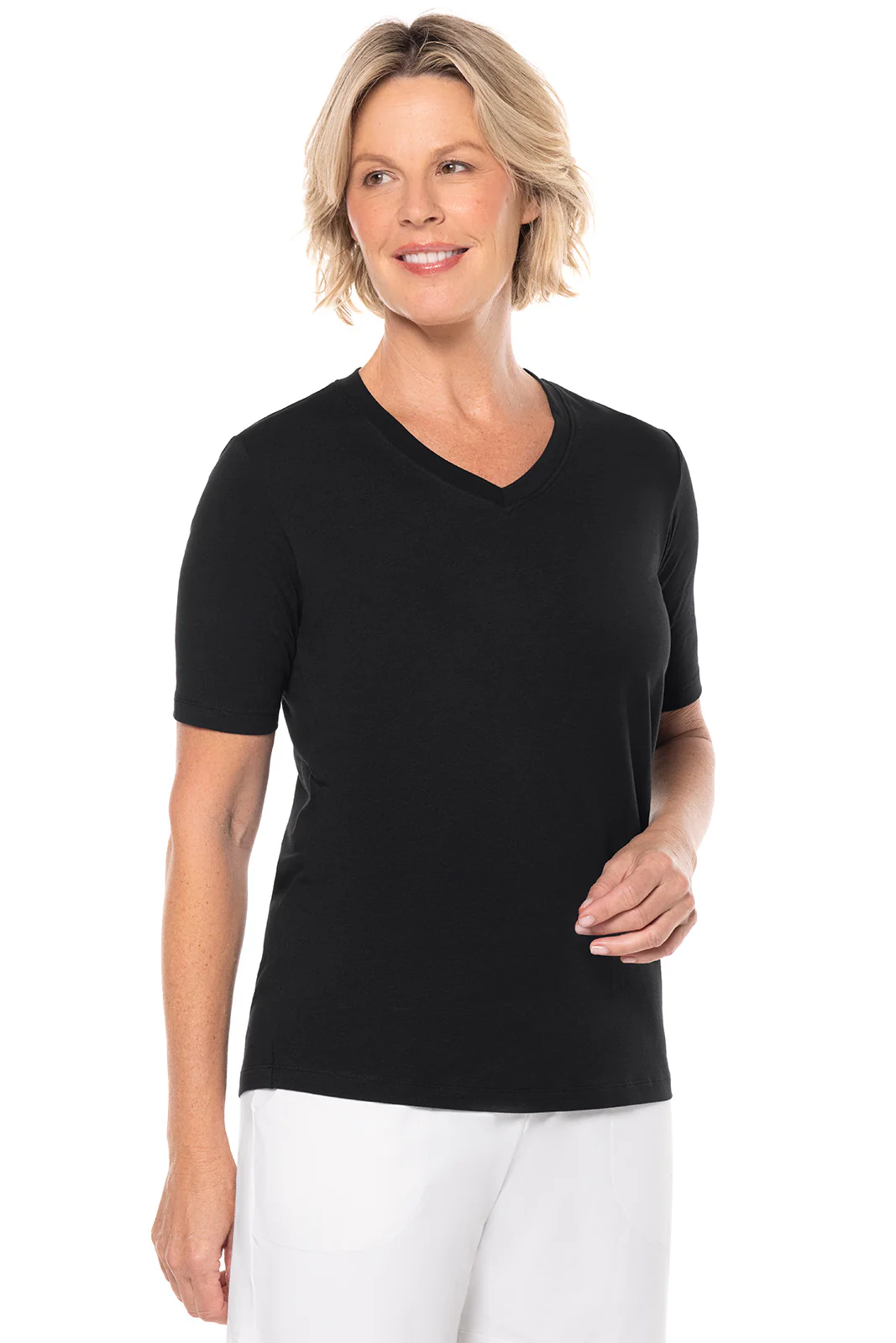 Women's Morada Everyday Short Sleeve V-Neck T-Shirt | Black - Image 4