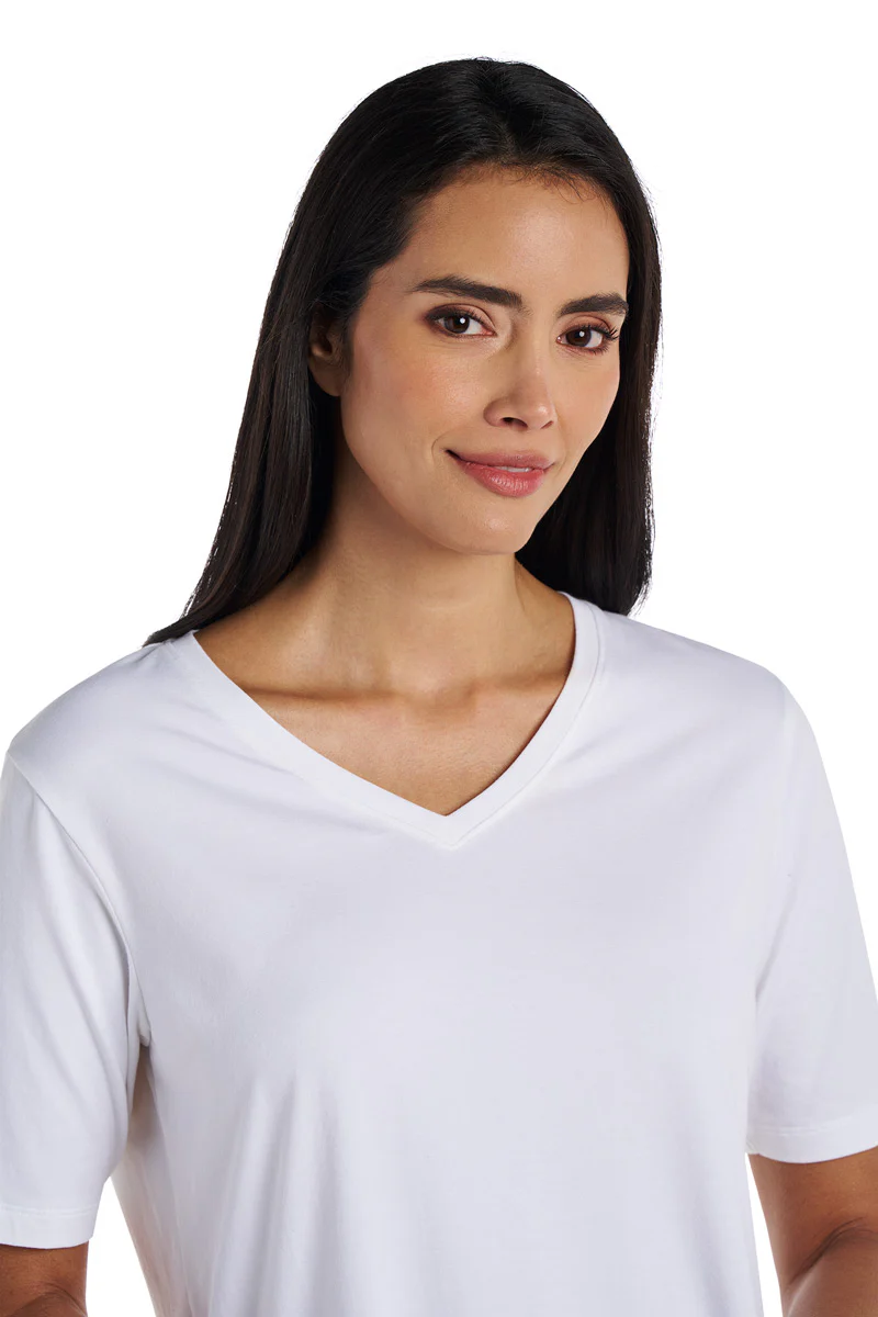 Women's Morada Everyday Short Sleeve V-Neck T-Shirt | White - Image 6