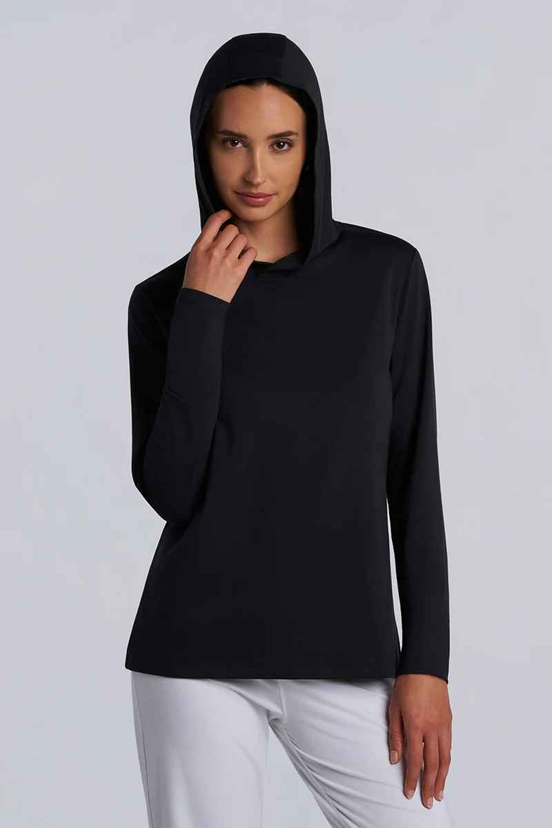 Women's Morada Long Sleeve Hoodie Pima Sol | Black - Image 2