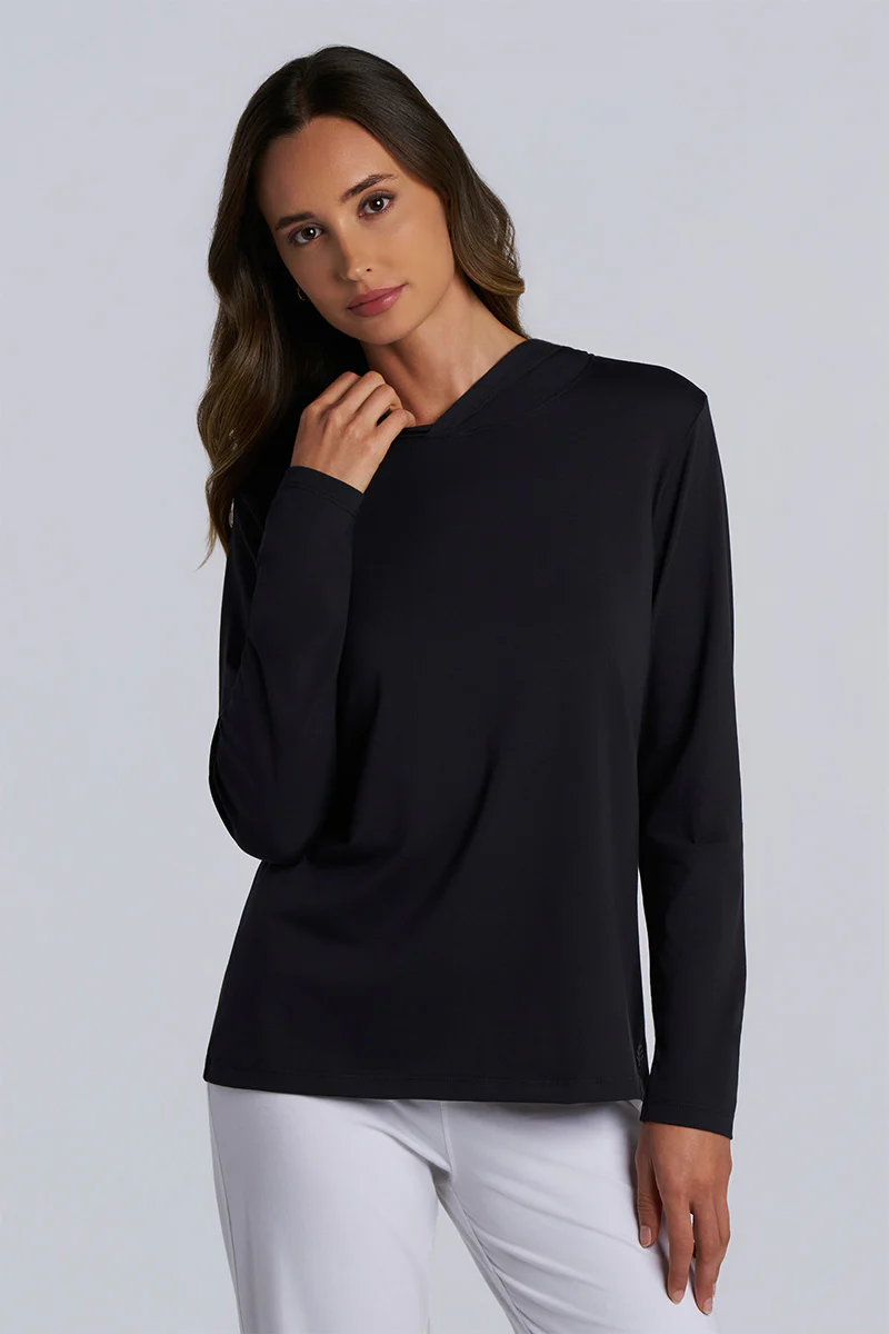 Women's Morada Long Sleeve Hoodie Pima Sol | Black - Image 3