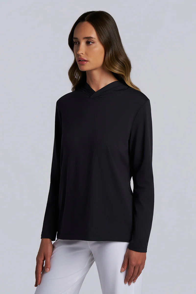 Women's Morada Long Sleeve Hoodie Pima Sol | Black - Image 4