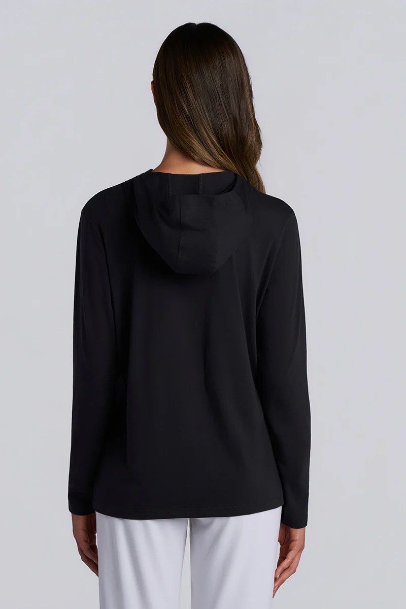 Women's Morada Long Sleeve Hoodie Pima Sol | Black - Image 7