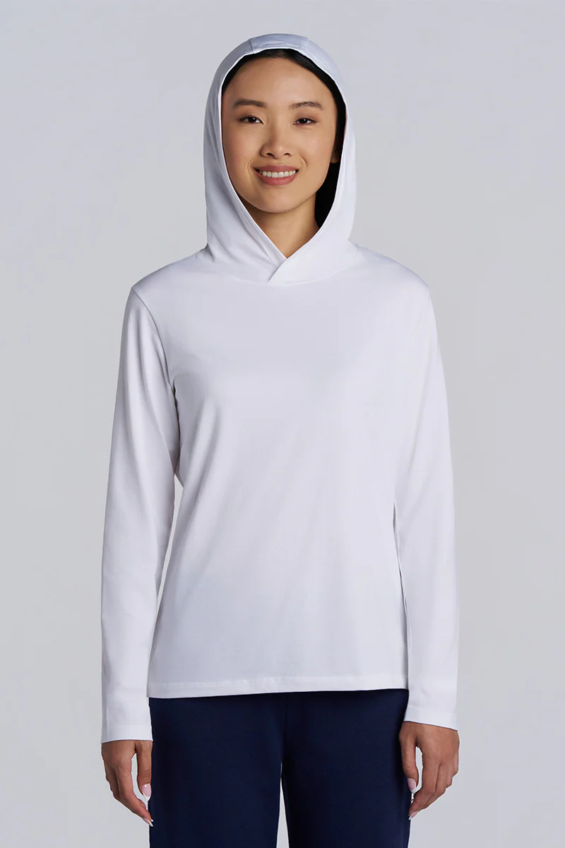Women's Morada Long Sleeve Hoodie Pima Sol | White - Image 3