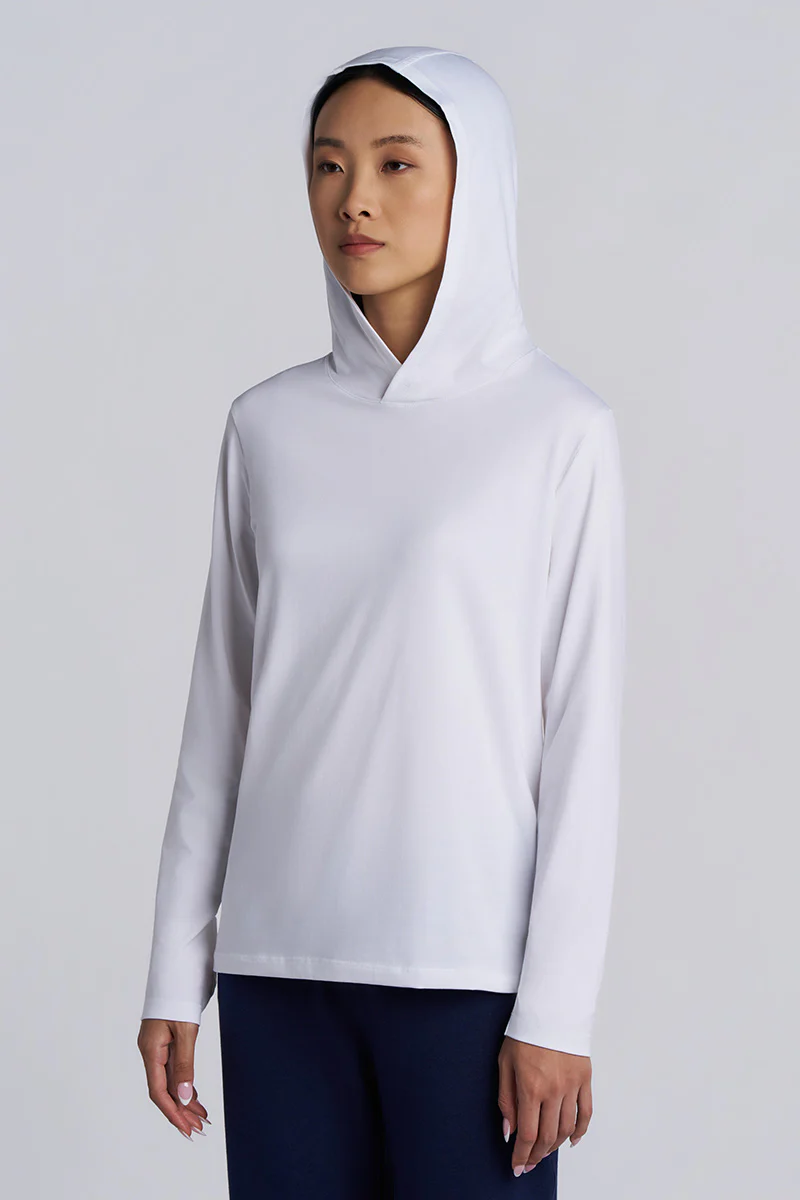 Women's Morada Long Sleeve Hoodie Pima Sol | White - Image 6