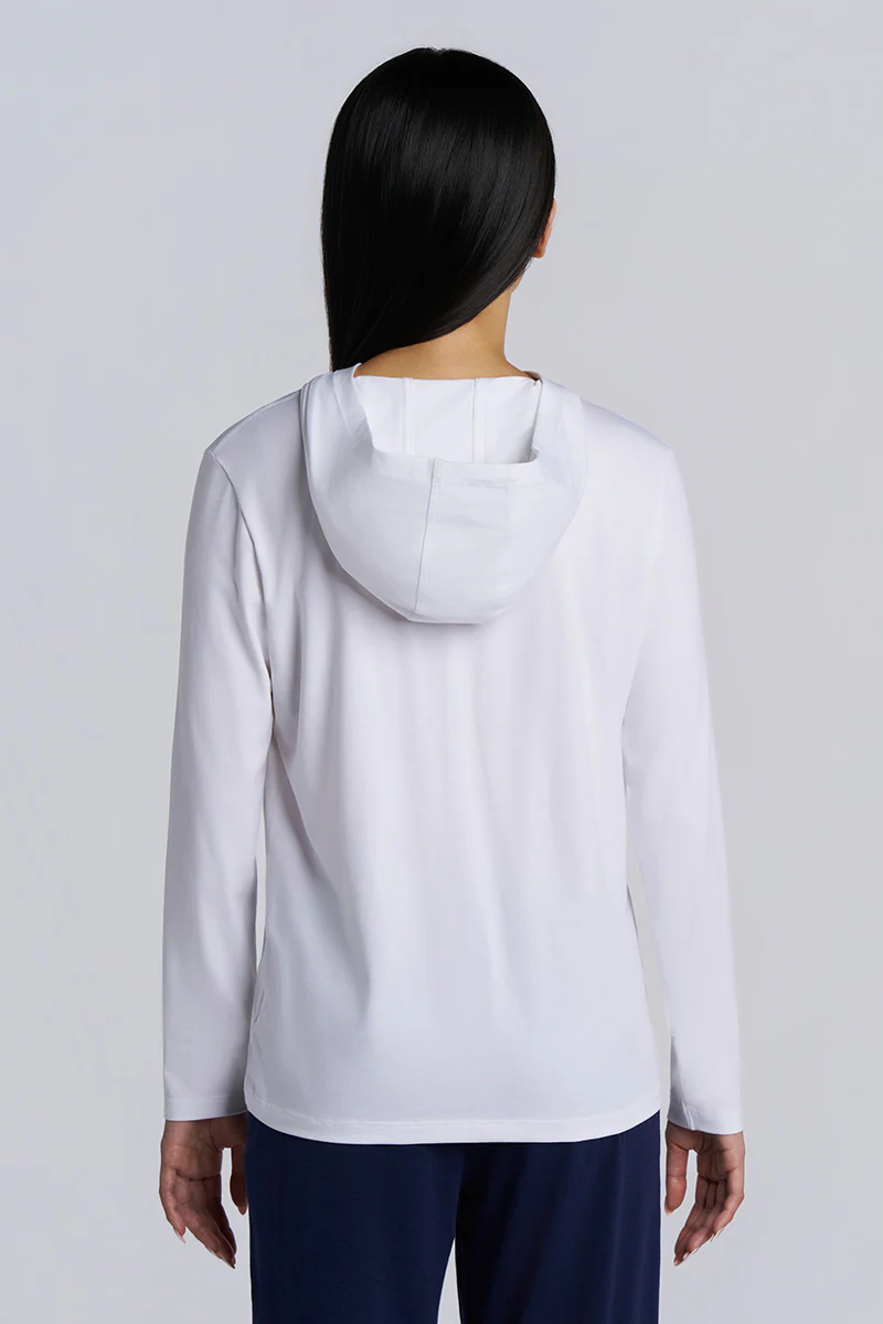 Women's Morada Long Sleeve Hoodie Pima Sol | White - Image 7