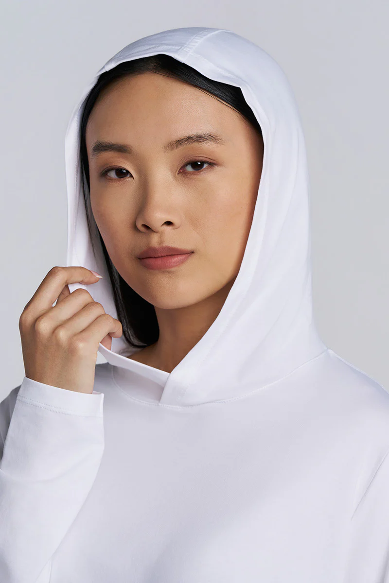 Women's Morada Long Sleeve Hoodie Pima Sol | White - Image 8