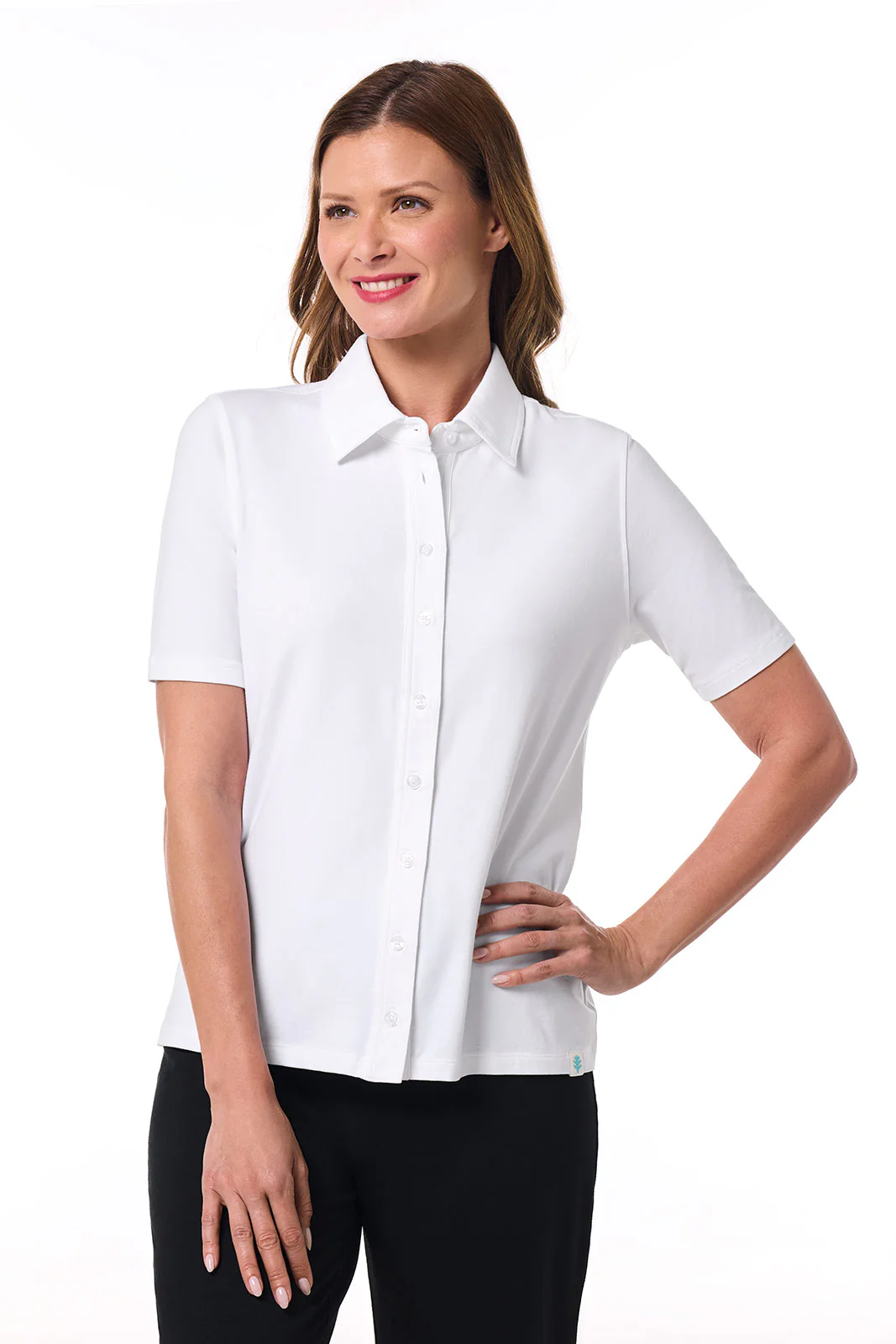 Women's Morningside Button Down Short Sleeve Shirt | White - Image 2
