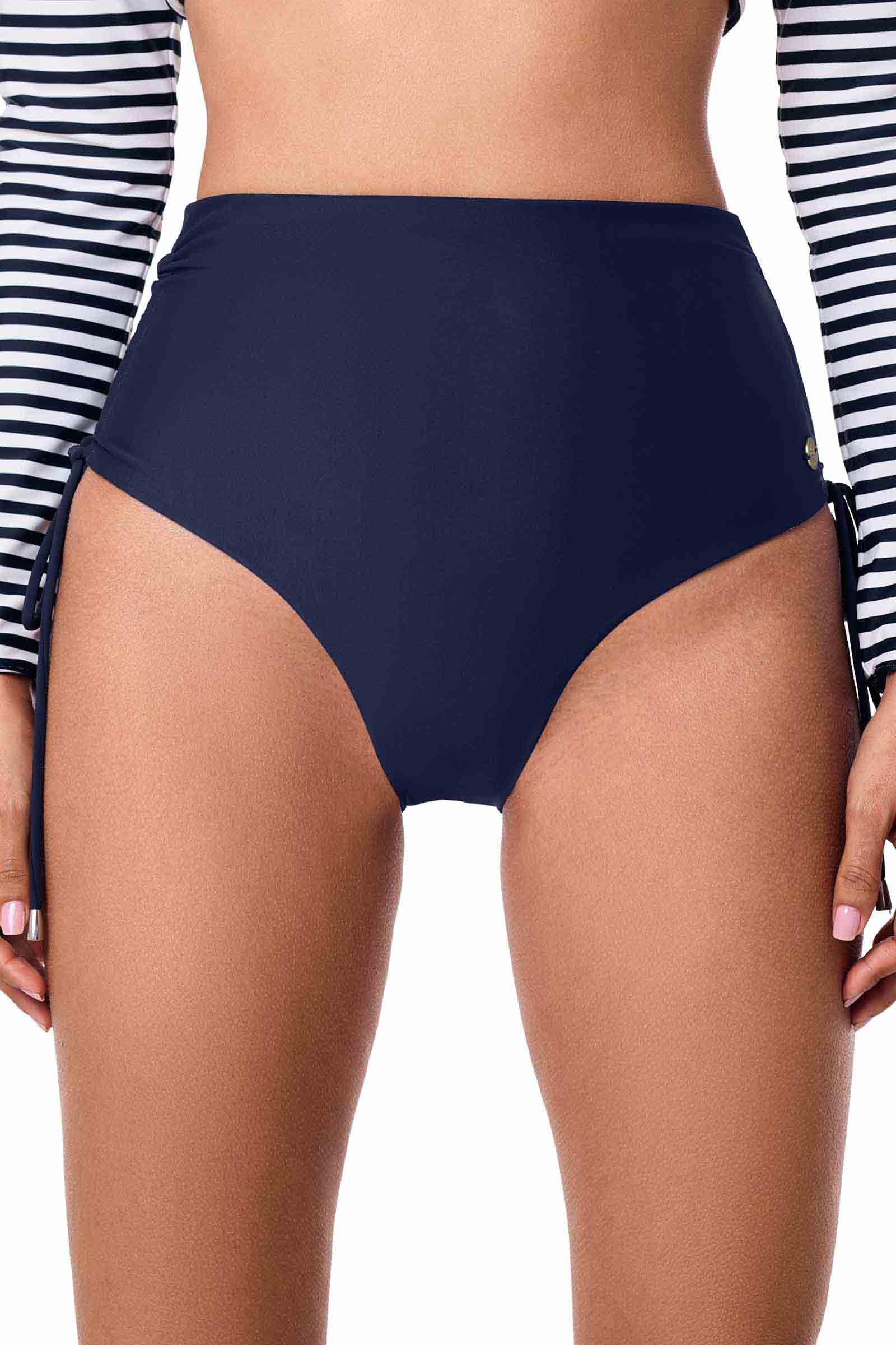 Women's Myrtle Reversible Ruche Adjustable Swim Bottoms | Navy Reversible - Image 4