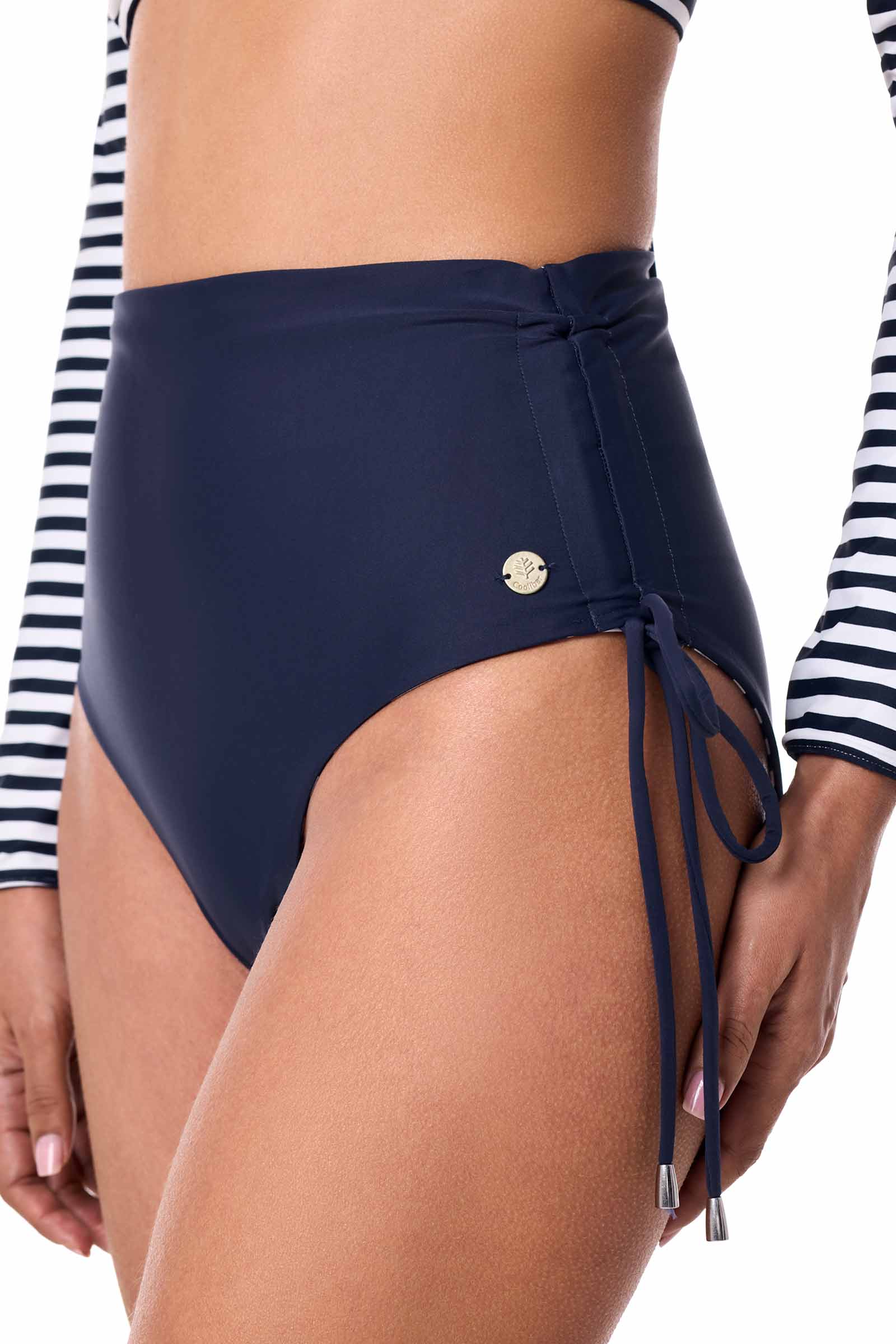 Women's Myrtle Reversible Ruche Adjustable Swim Bottoms | Navy Reversible - Image 5