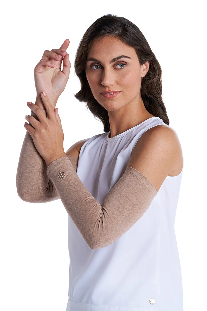 Women's Navagio Arm Sleeves | Dark Taupe Heather - Image 5