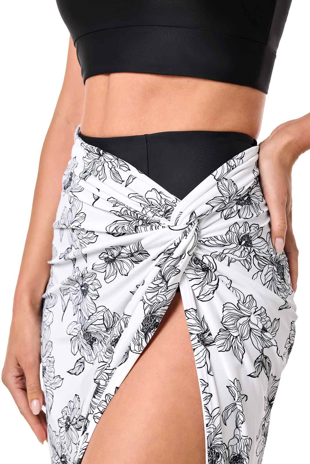 Womens North Bay Village Knot Cover-Up | White/Black Perfect Peony - Image 6