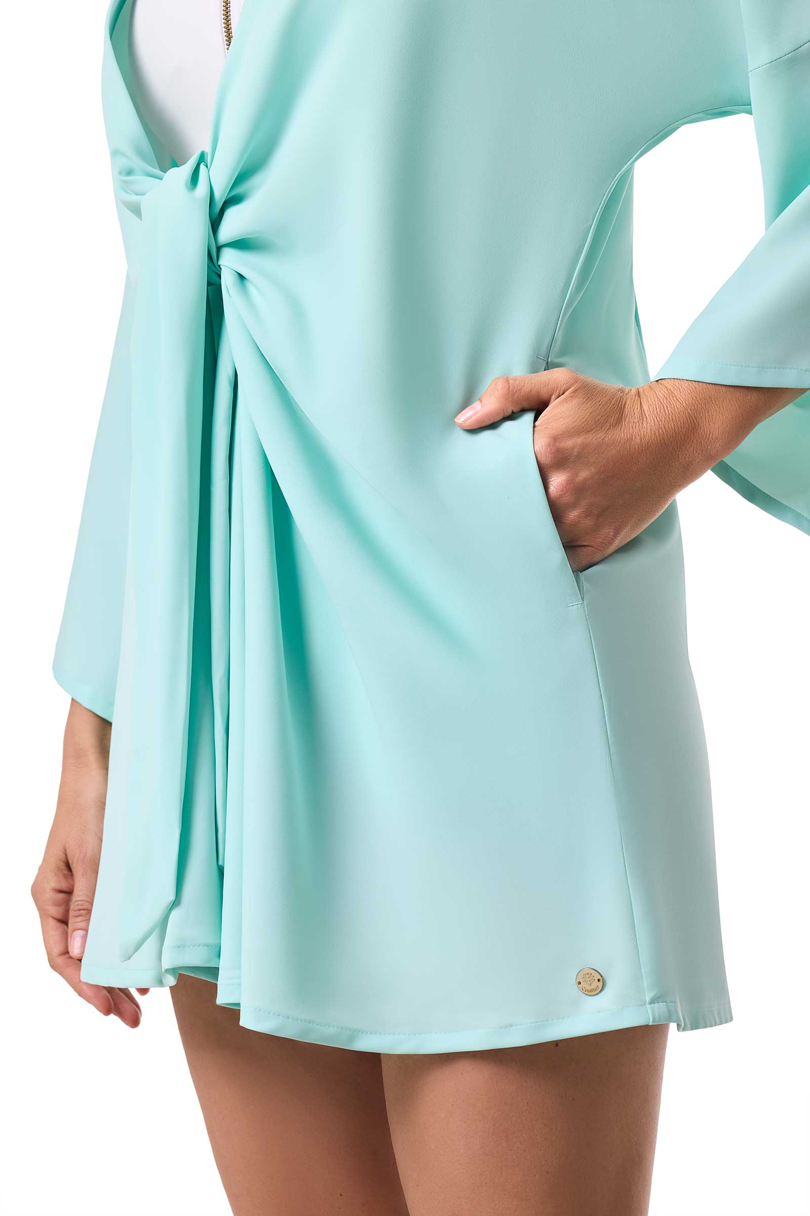 Women's Ocean Drive Cover-Up with Front Tie | Misty Aqua - Image 6