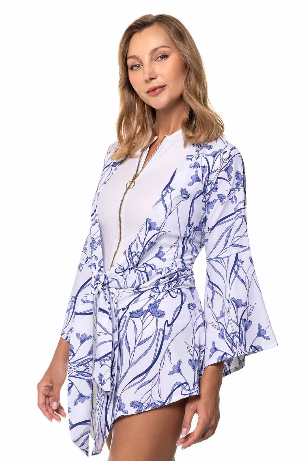 Women's Ocean Drive Cover-Up with Front Tie | White Iris Dusk - Image 4