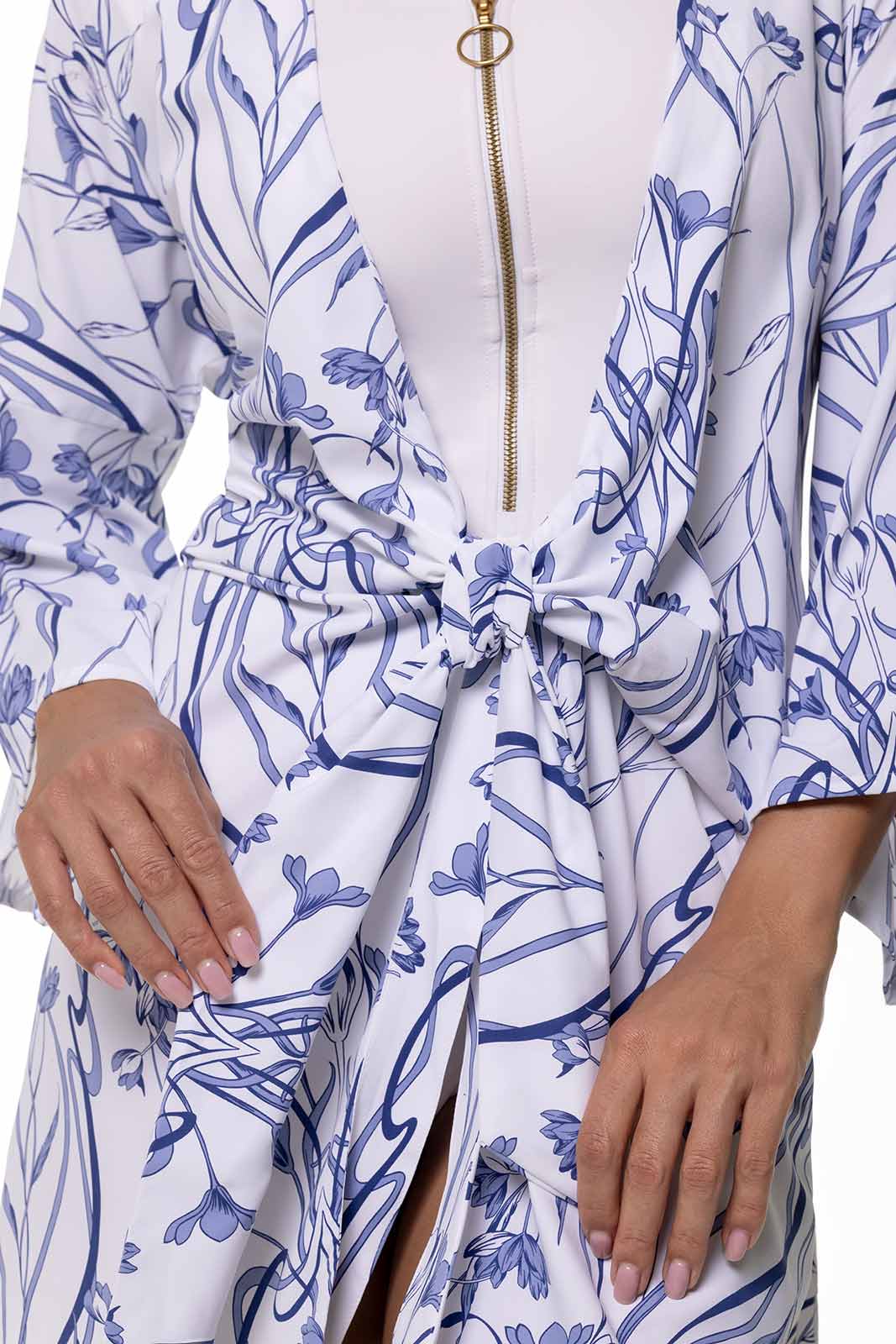 Women's Ocean Drive Cover-Up with Front Tie | White Iris Dusk - Image 6