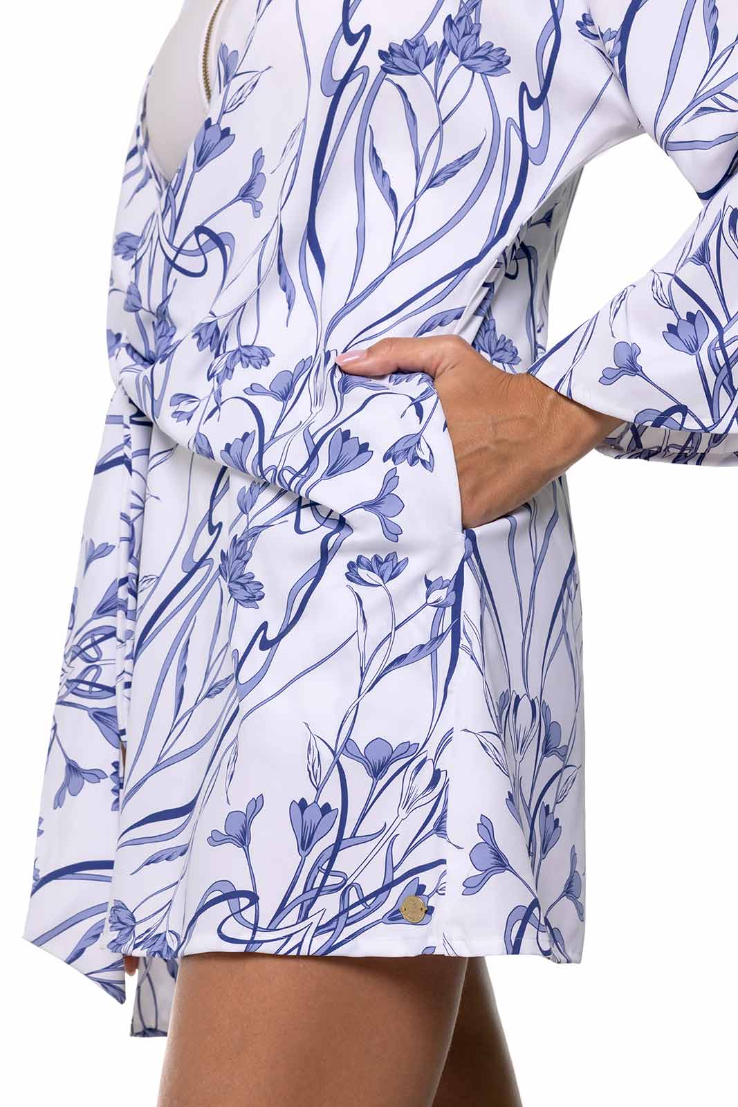 Women's Ocean Drive Cover-Up with Front Tie | White Iris Dusk - Image 7