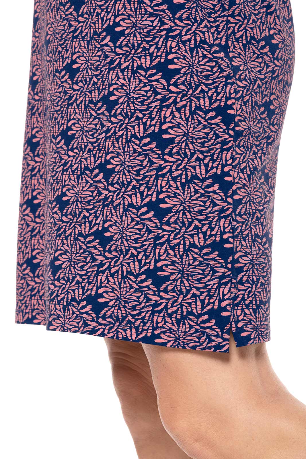 Women's Oceanside Tunic Dress with 3/4 Sleeve | Peachy Pink Etched Flowers - Image 5