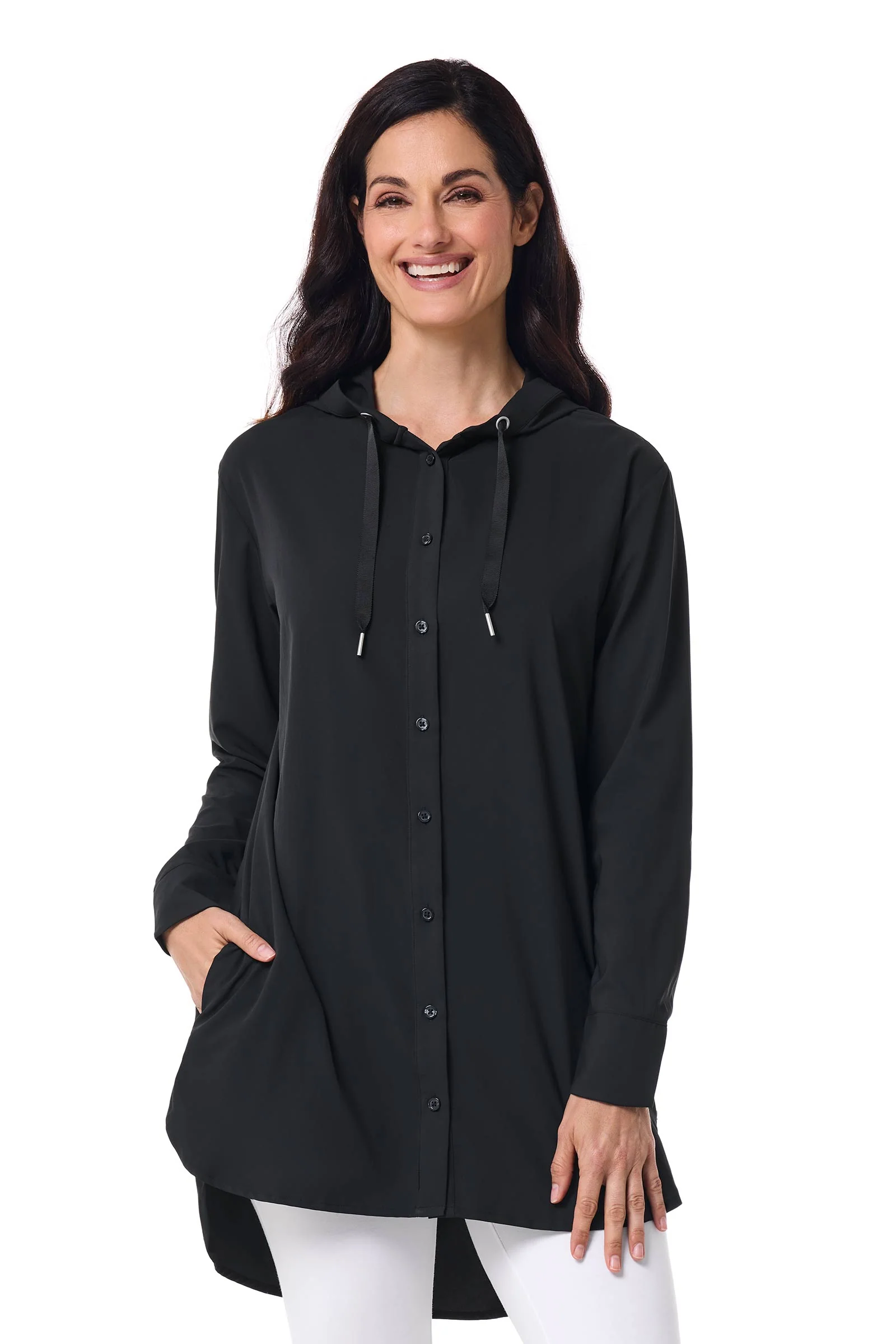 Women's Palma Aire Beach Long Sleeve Shirt | Black - Image 2