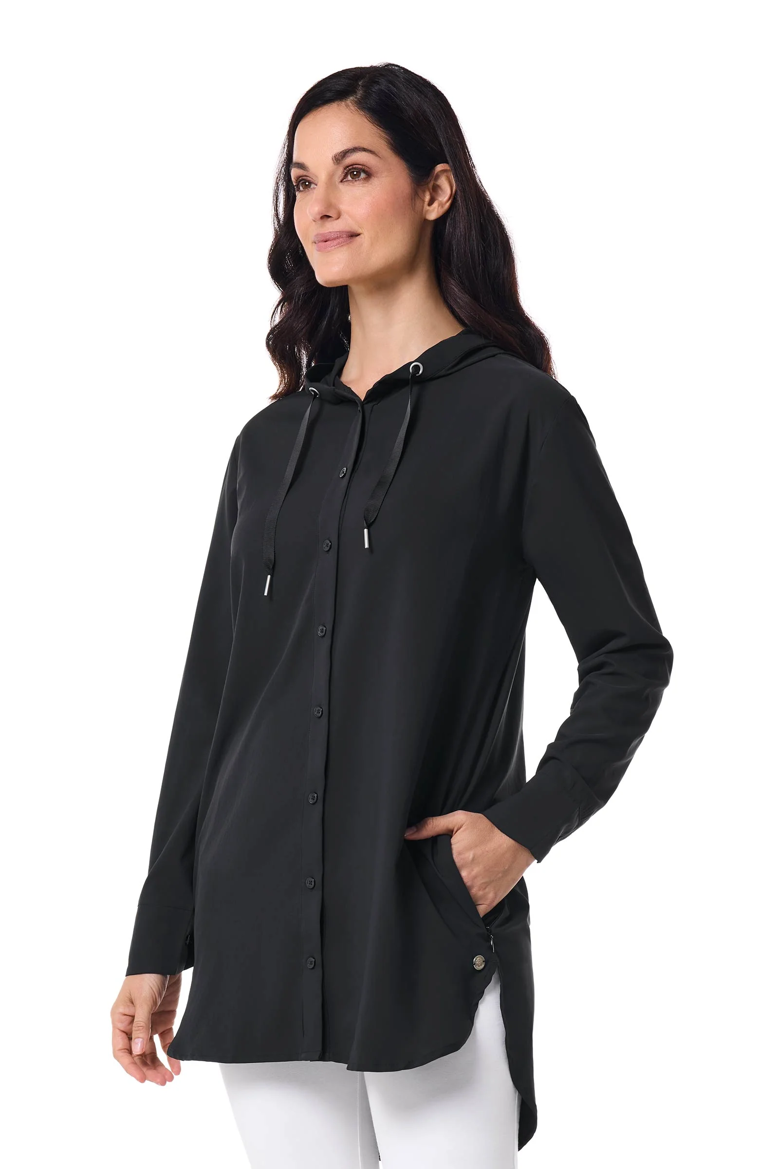 Women's Palma Aire Beach Long Sleeve Shirt | Black - Image 3