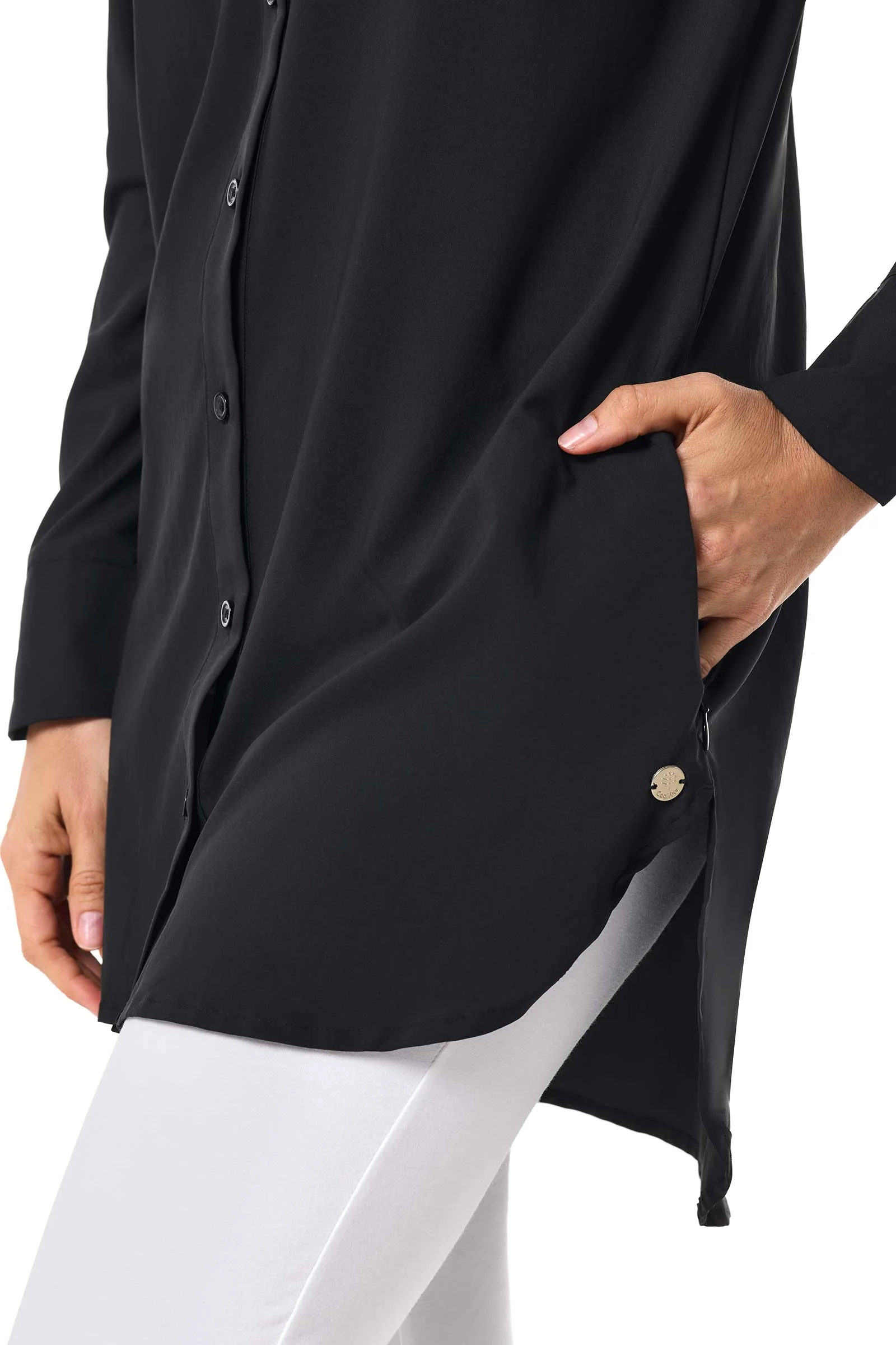 Women's Palma Aire Beach Long Sleeve Shirt | Black - Image 5